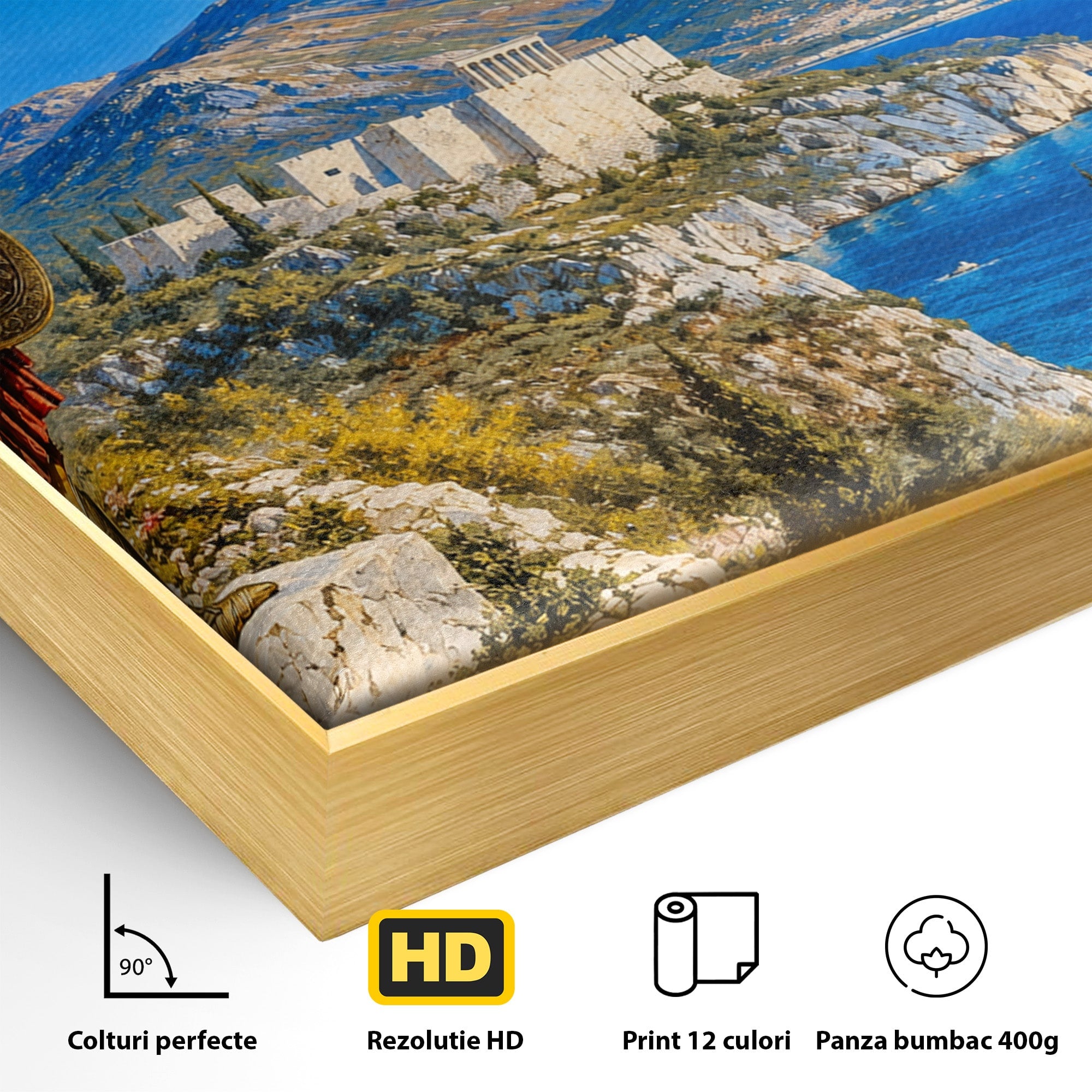 Tablou Canvas Premium LuxCanva® T1026, Strajer Grec Antic, Grecia, Peisaj, Munte, Istorie, Living, Culori Vibrante