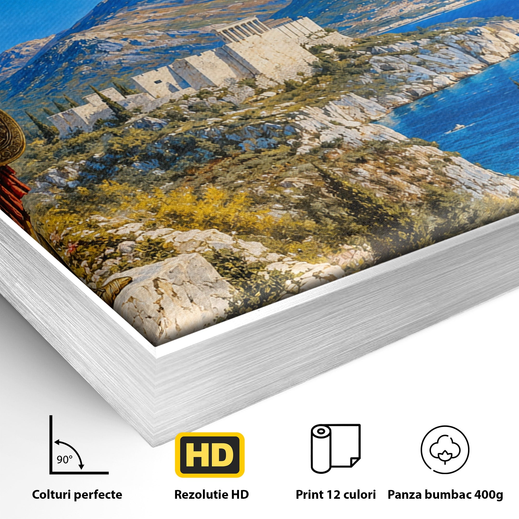 Tablou Canvas Premium LuxCanva® T1026, Strajer Grec Antic, Grecia, Peisaj, Munte, Istorie, Living, Culori Vibrante
