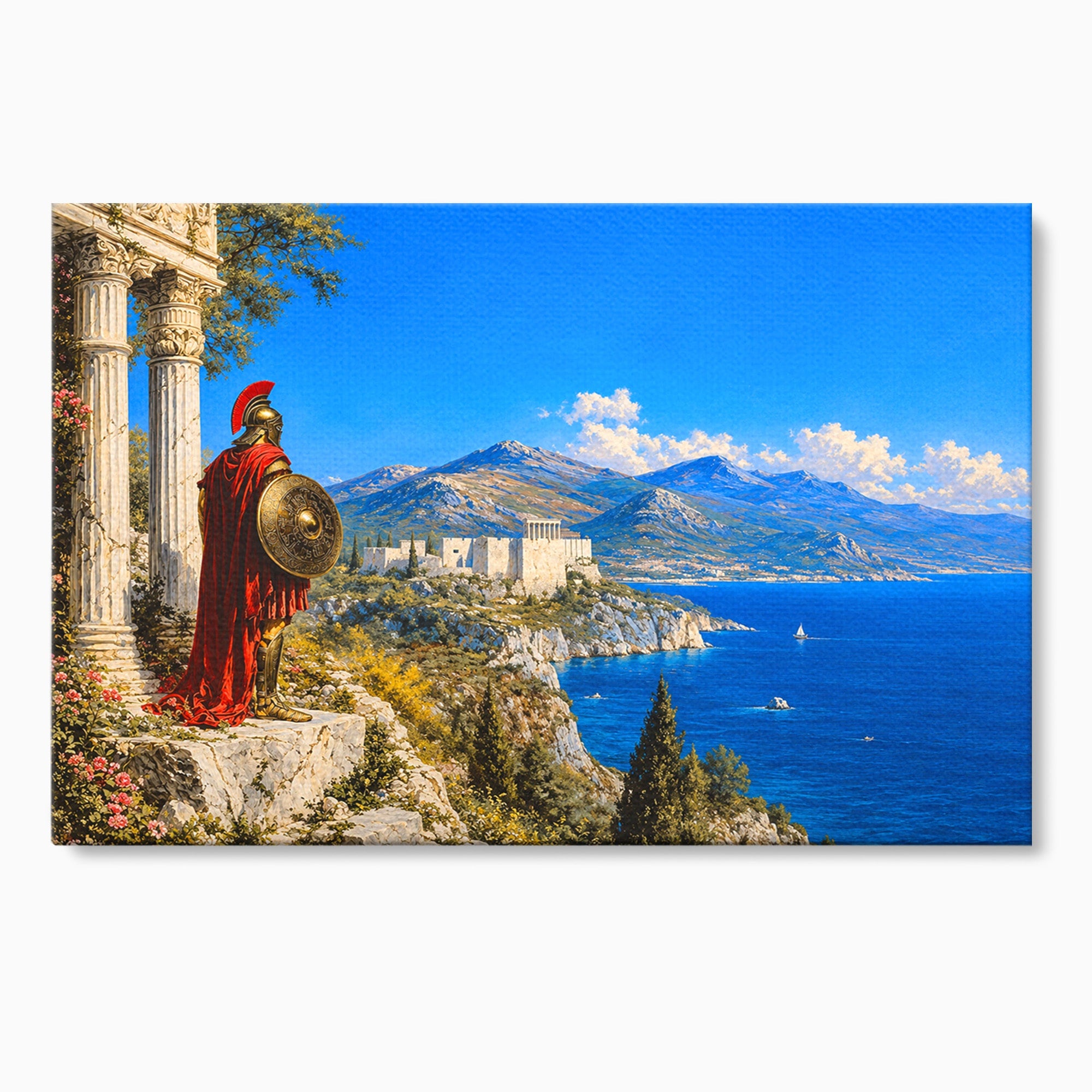 Tablou Canvas Premium LuxCanva® T1026, Strajer Grec Antic, Grecia, Peisaj, Munte, Istorie, Living, Culori Vibrante