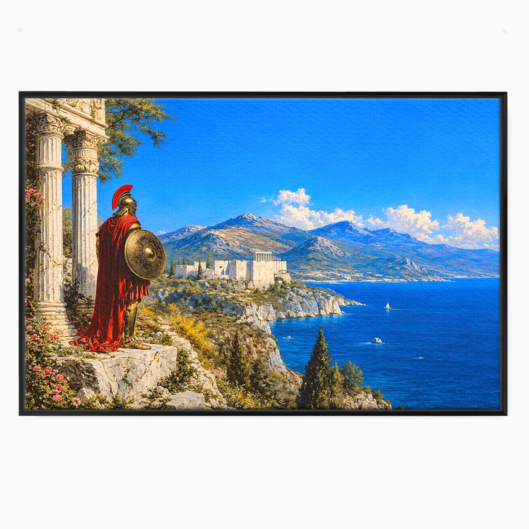 Tablou Canvas Premium LuxCanva® T1026, Strajer Grec Antic, Grecia, Peisaj, Munte, Istorie, Living, Culori Vibrante