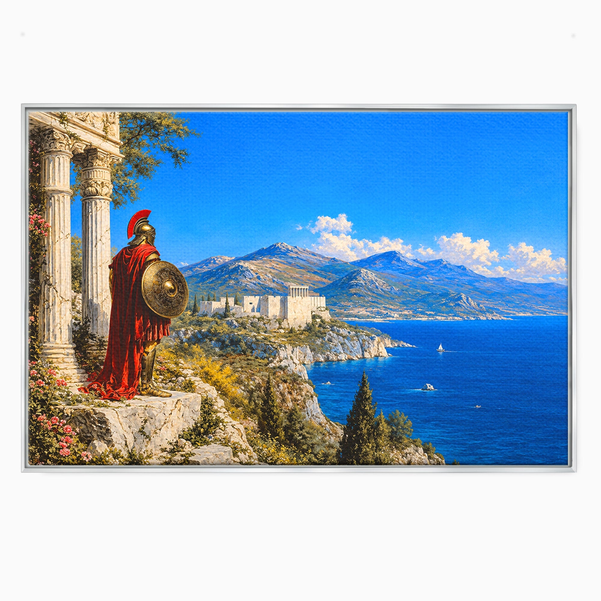 Tablou Canvas Premium LuxCanva® T1026, Strajer Grec Antic, Grecia, Peisaj, Munte, Istorie, Living, Culori Vibrante