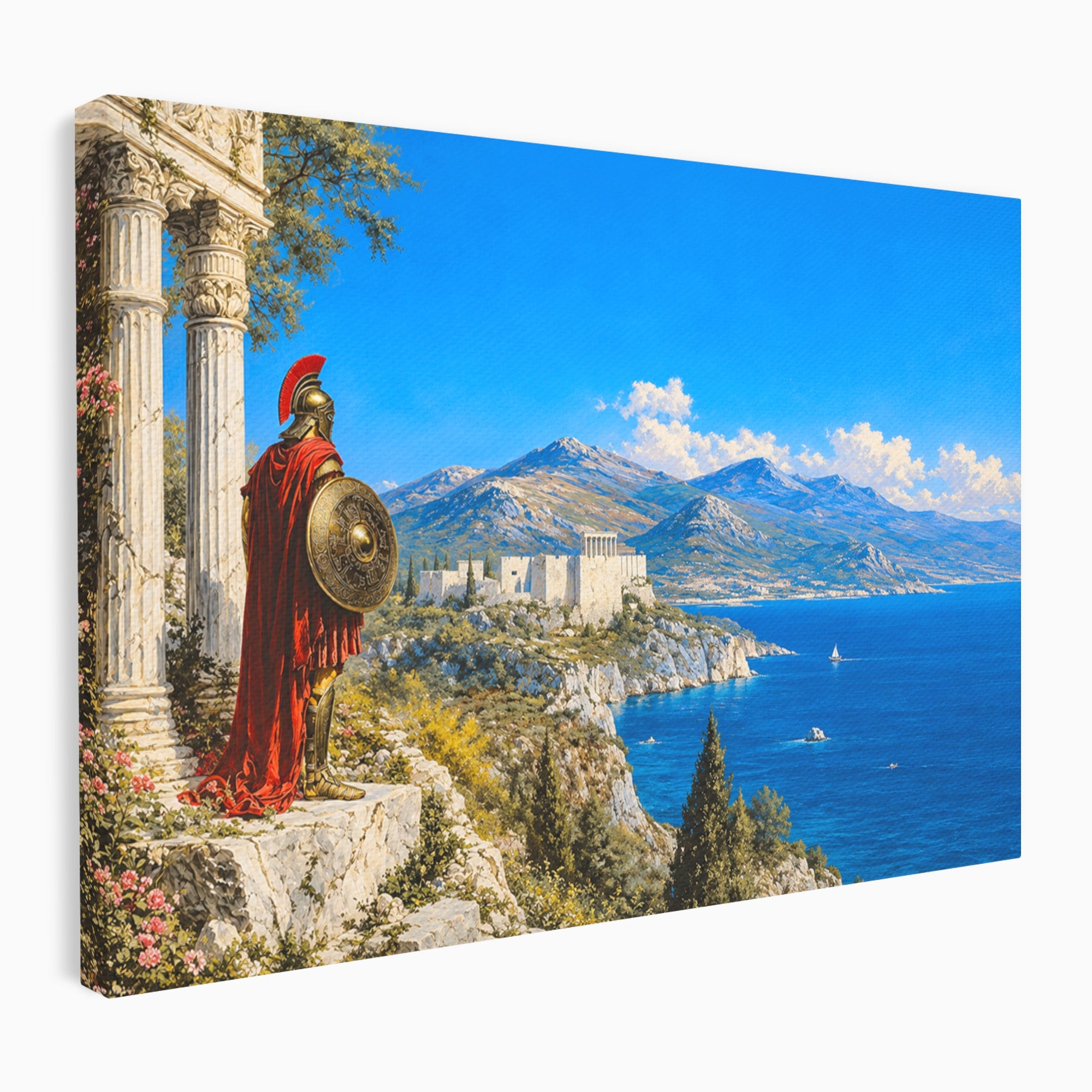 Tablou Canvas Premium LuxCanva® T1026, Strajer Grec Antic, Grecia, Peisaj, Munte, Istorie, Living, Culori Vibrante
