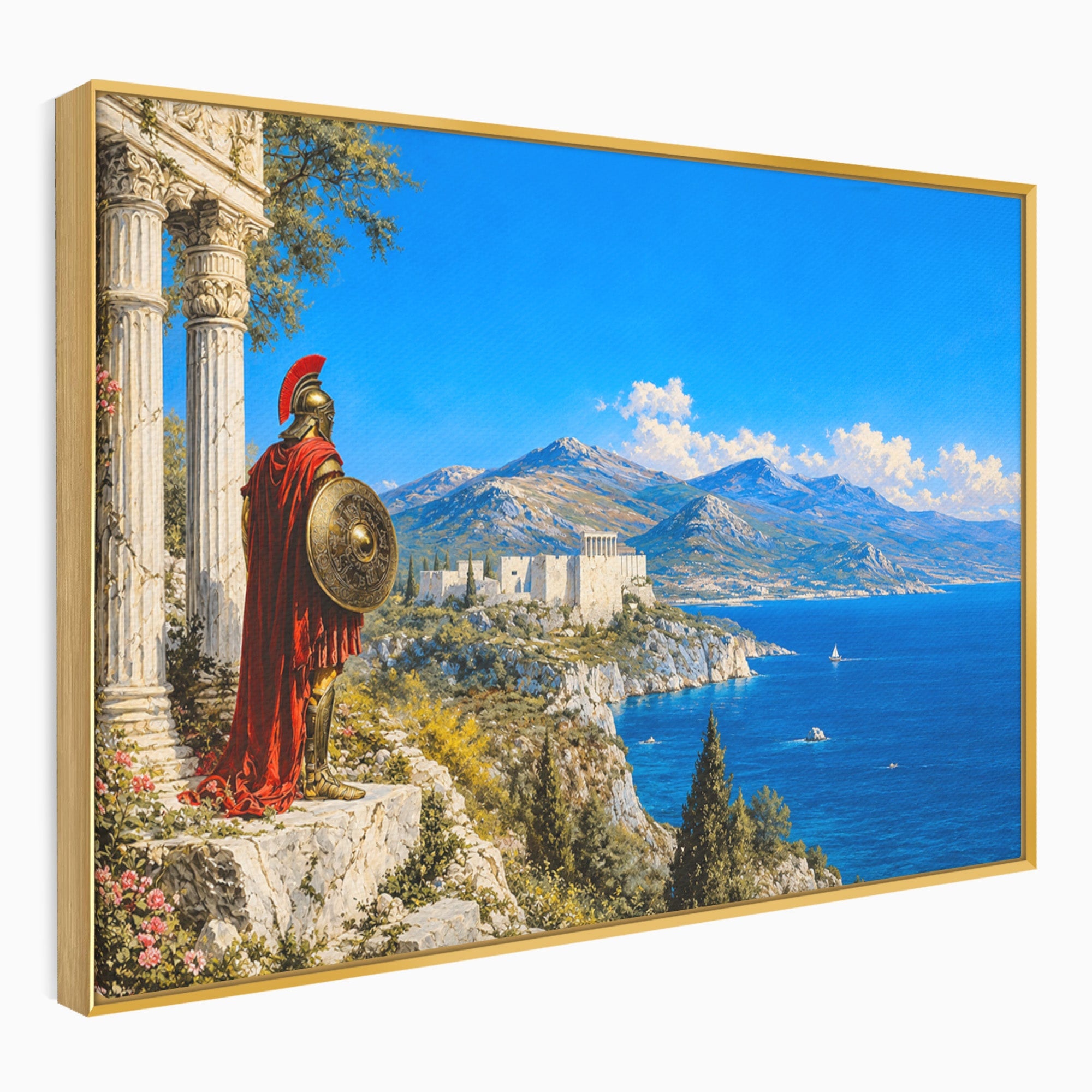Tablou Canvas Premium LuxCanva® T1026, Strajer Grec Antic, Grecia, Peisaj, Munte, Istorie, Living, Culori Vibrante