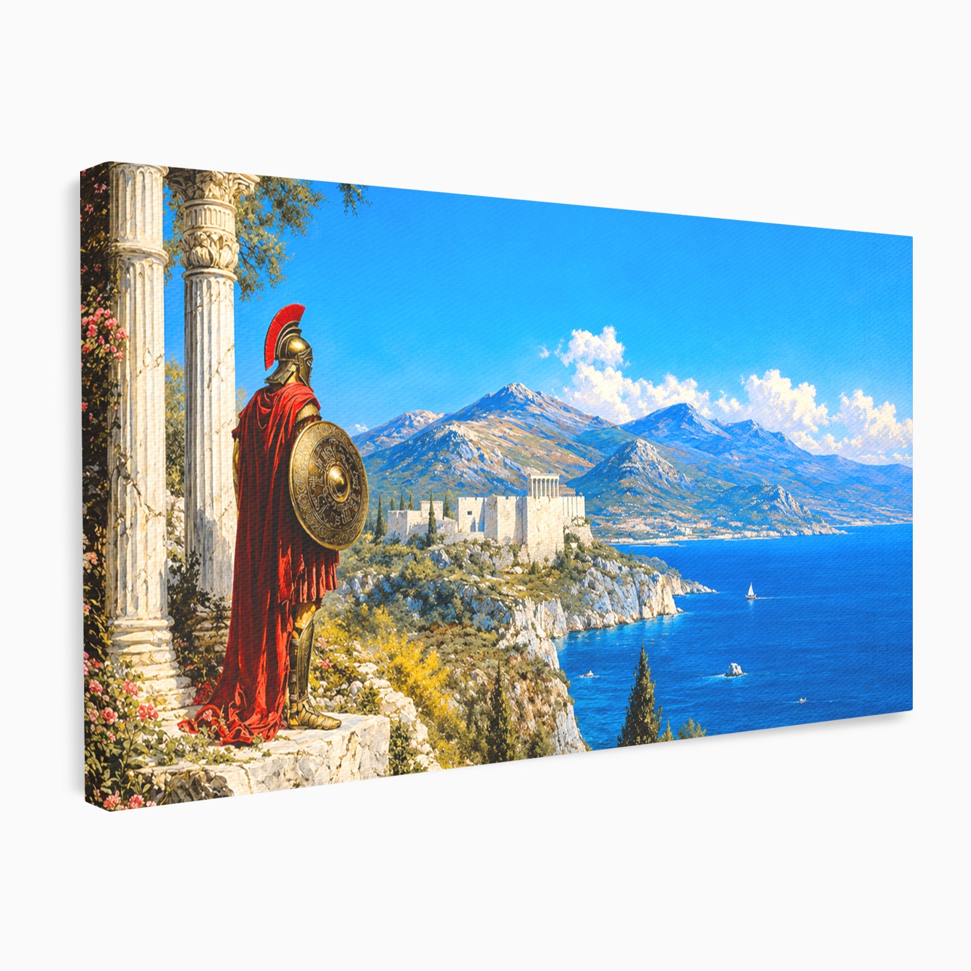 Tablou Canvas Premium LuxCanva® T1026, Strajer Grec Antic, Grecia, Peisaj, Munte, Istorie, Living, Culori Vibrante