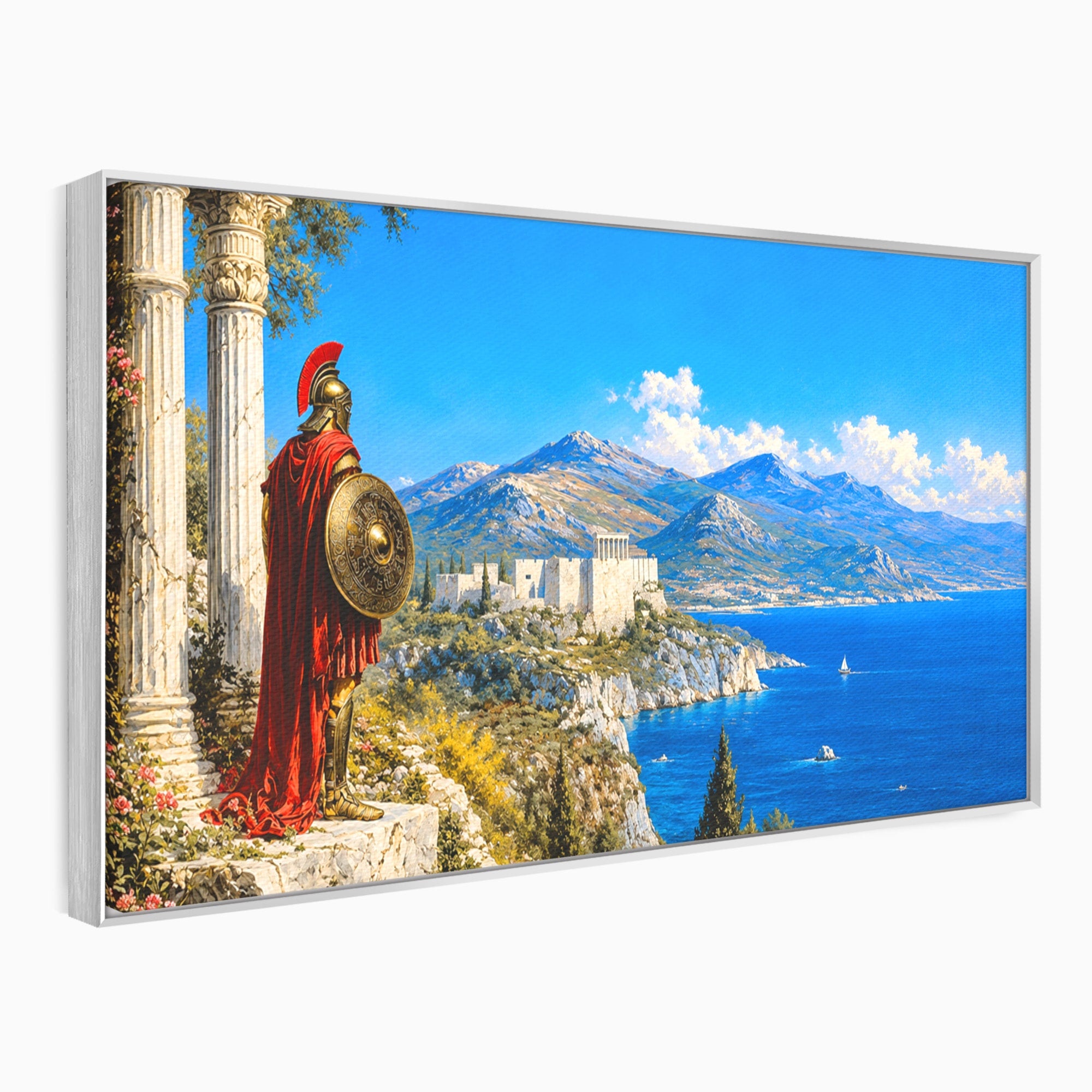 Tablou Canvas Premium LuxCanva® T1026, Strajer Grec Antic, Grecia, Peisaj, Munte, Istorie, Living, Culori Vibrante