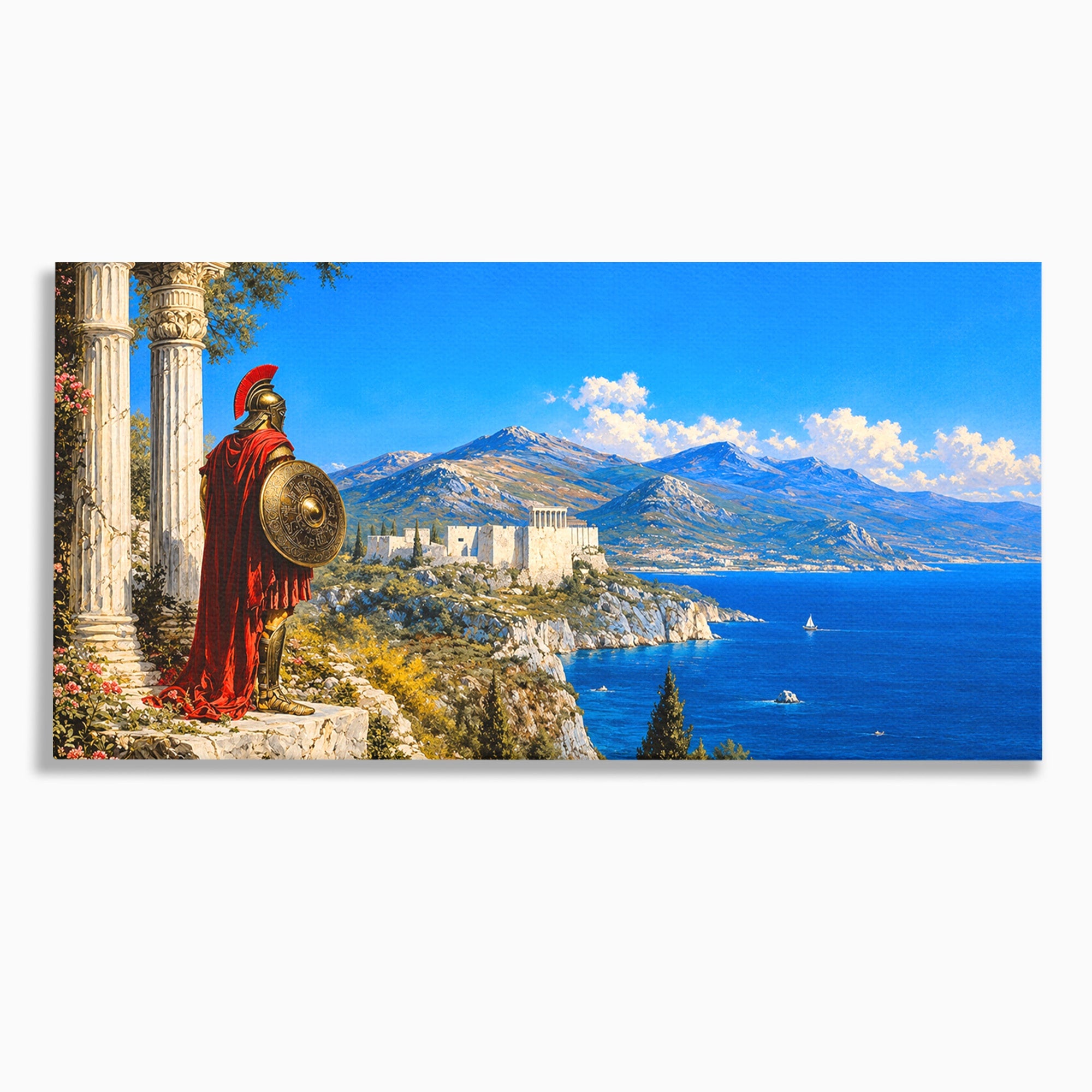 Tablou Canvas Premium LuxCanva® T1026, Strajer Grec Antic, Grecia, Peisaj, Munte, Istorie, Living, Culori Vibrante