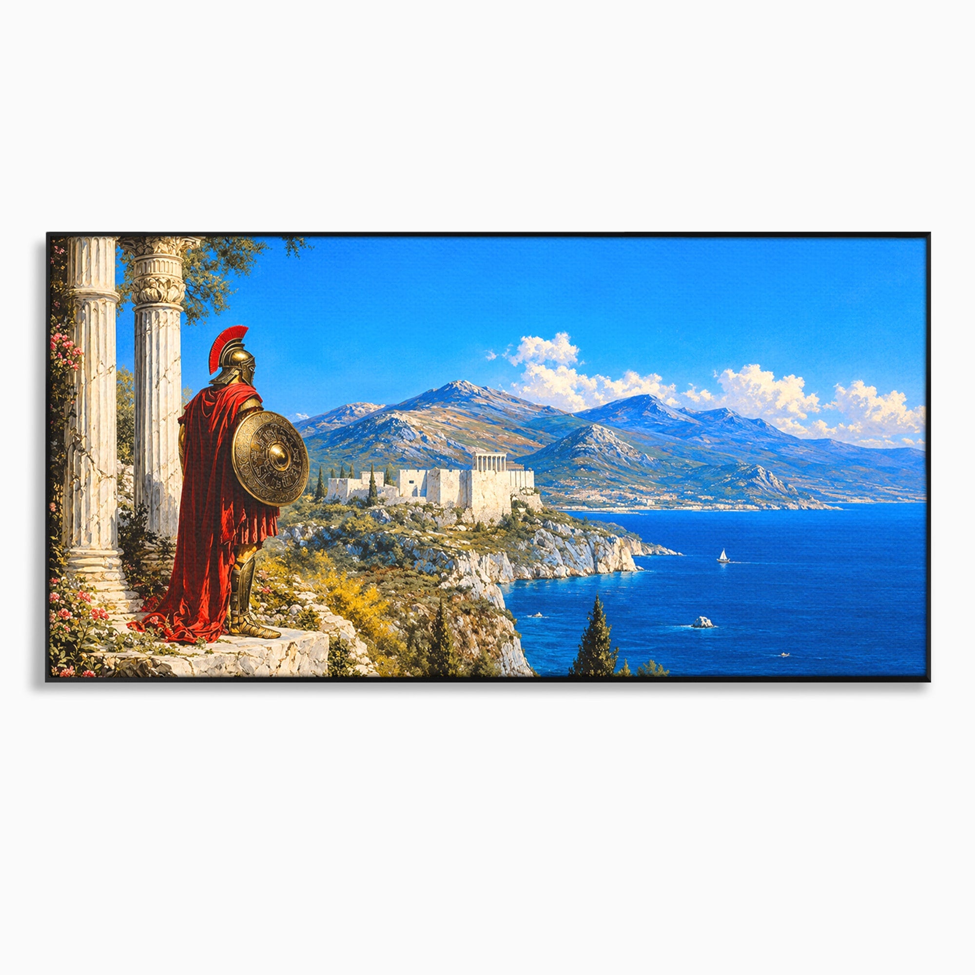 Tablou Canvas Premium LuxCanva® T1026, Strajer Grec Antic, Grecia, Peisaj, Munte, Istorie, Living, Culori Vibrante