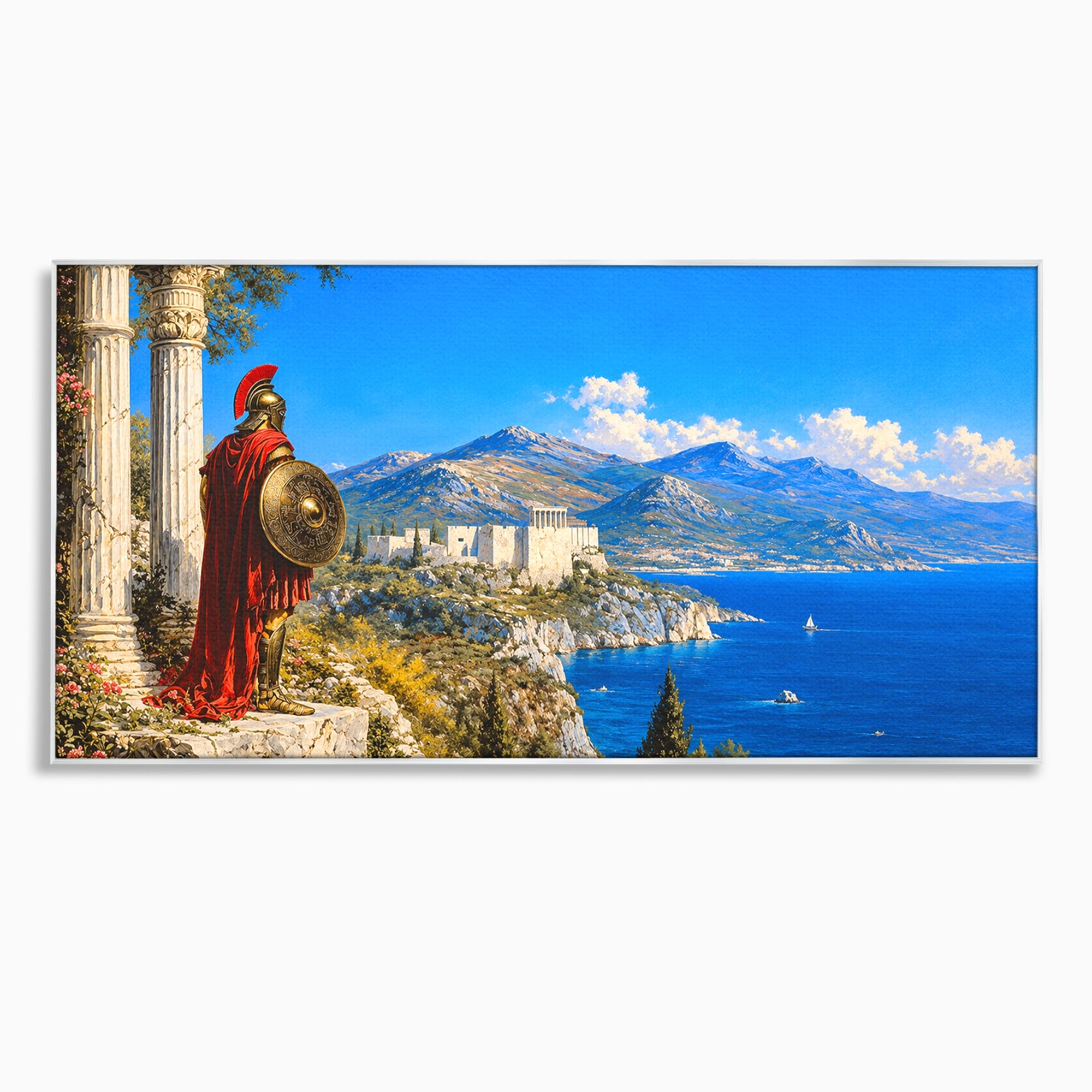 Tablou Canvas Premium LuxCanva® T1026, Strajer Grec Antic, Grecia, Peisaj, Munte, Istorie, Living, Culori Vibrante