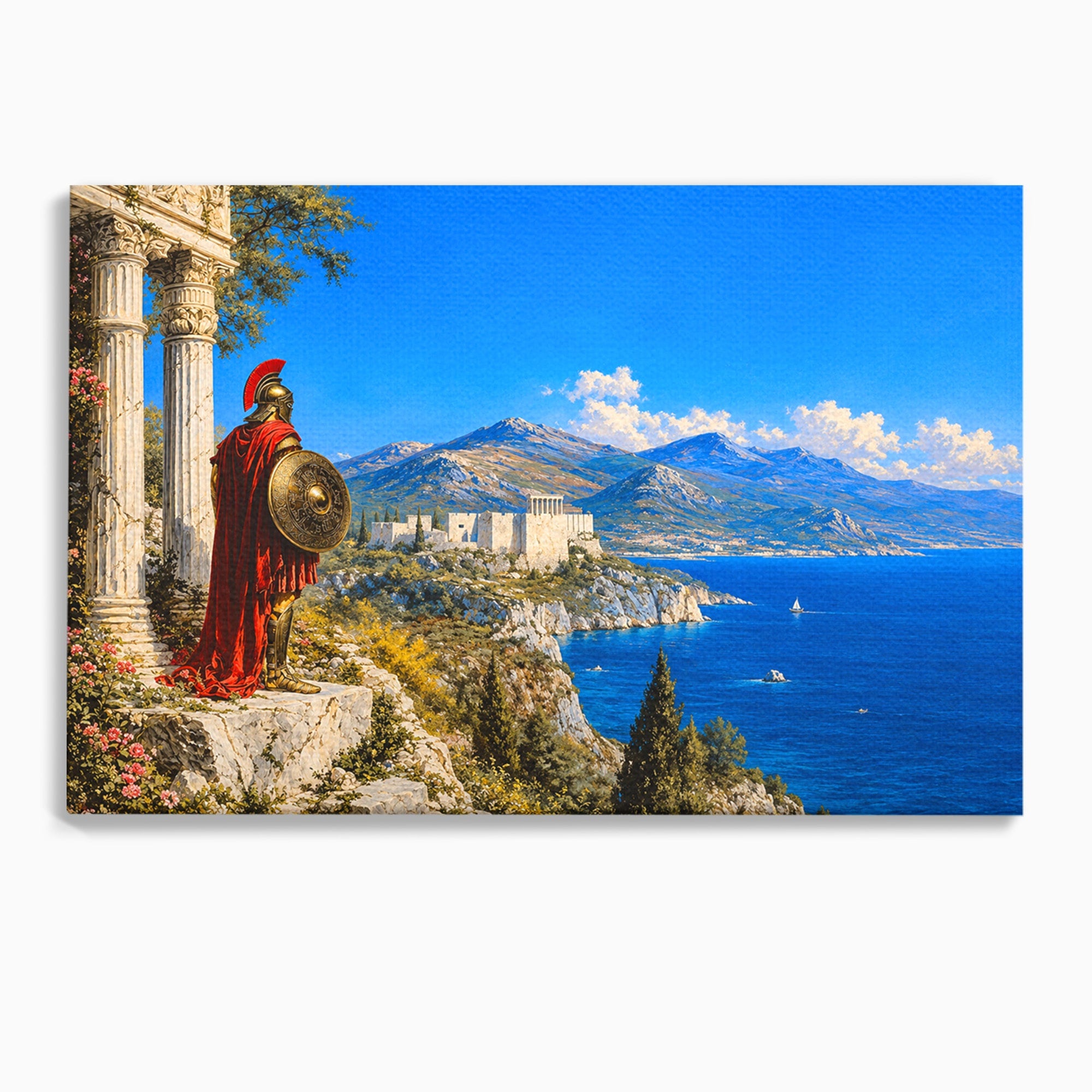 Tablou Canvas Premium LuxCanva® T1026, Strajer Grec Antic, Grecia, Peisaj, Munte, Istorie, Living, Culori Vibrante