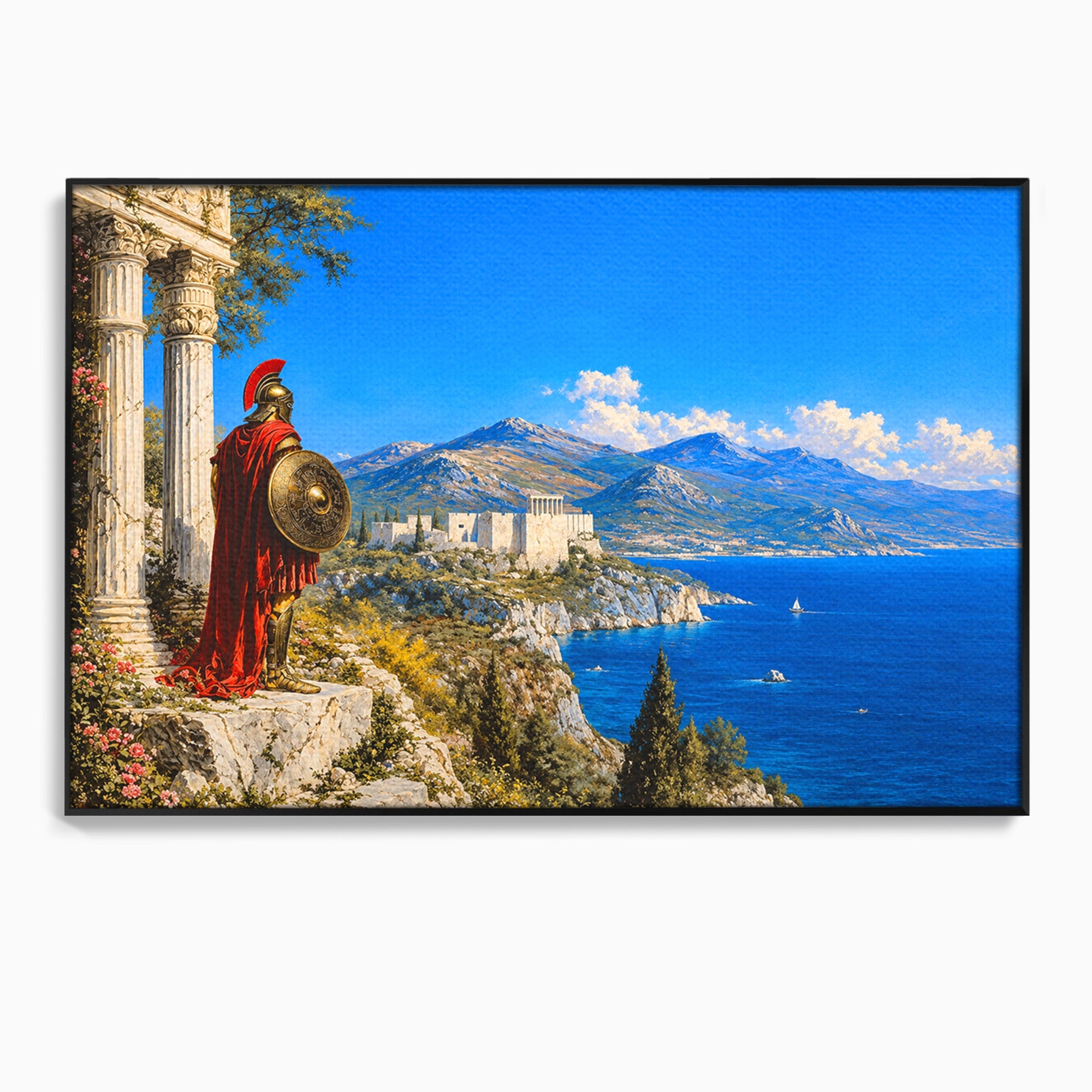 Tablou Canvas Premium LuxCanva® T1026, Strajer Grec Antic, Grecia, Peisaj, Munte, Istorie, Living, Culori Vibrante