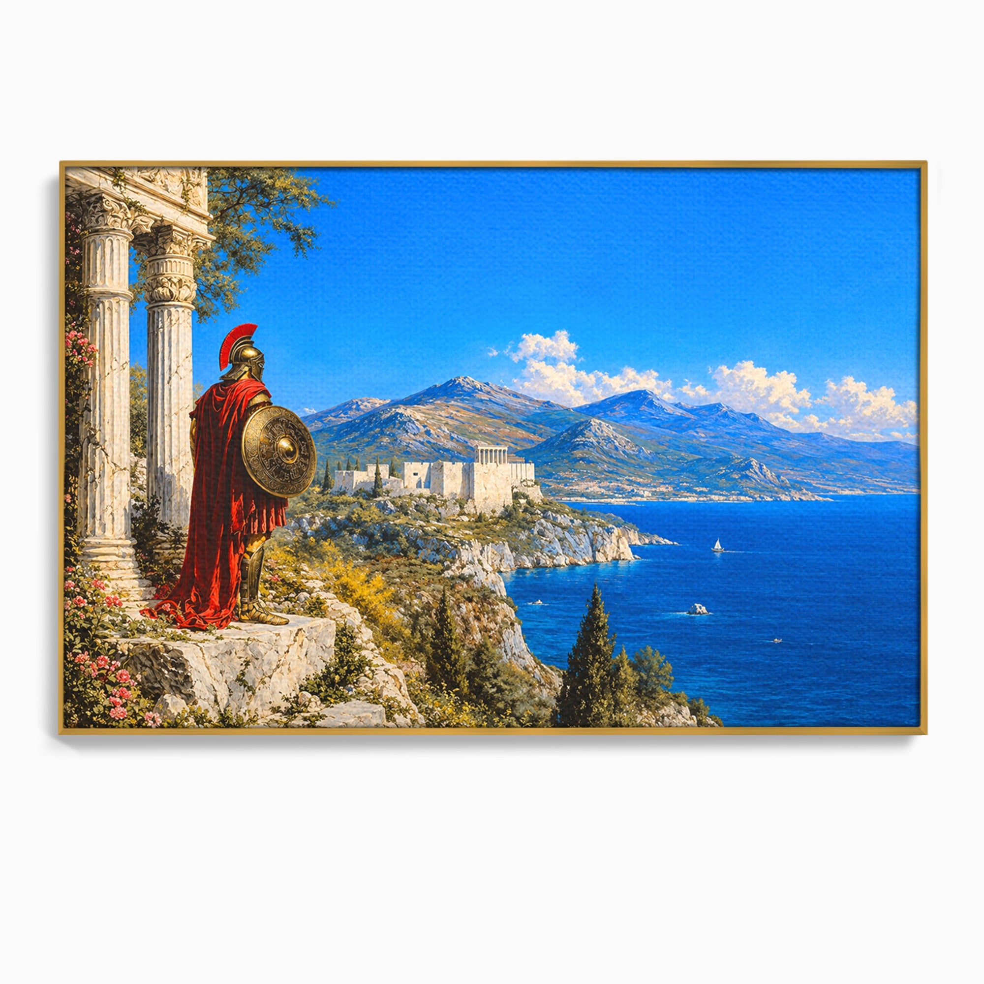 Tablou Canvas Premium LuxCanva® T1026, Strajer Grec Antic, Grecia, Peisaj, Munte, Istorie, Living, Culori Vibrante