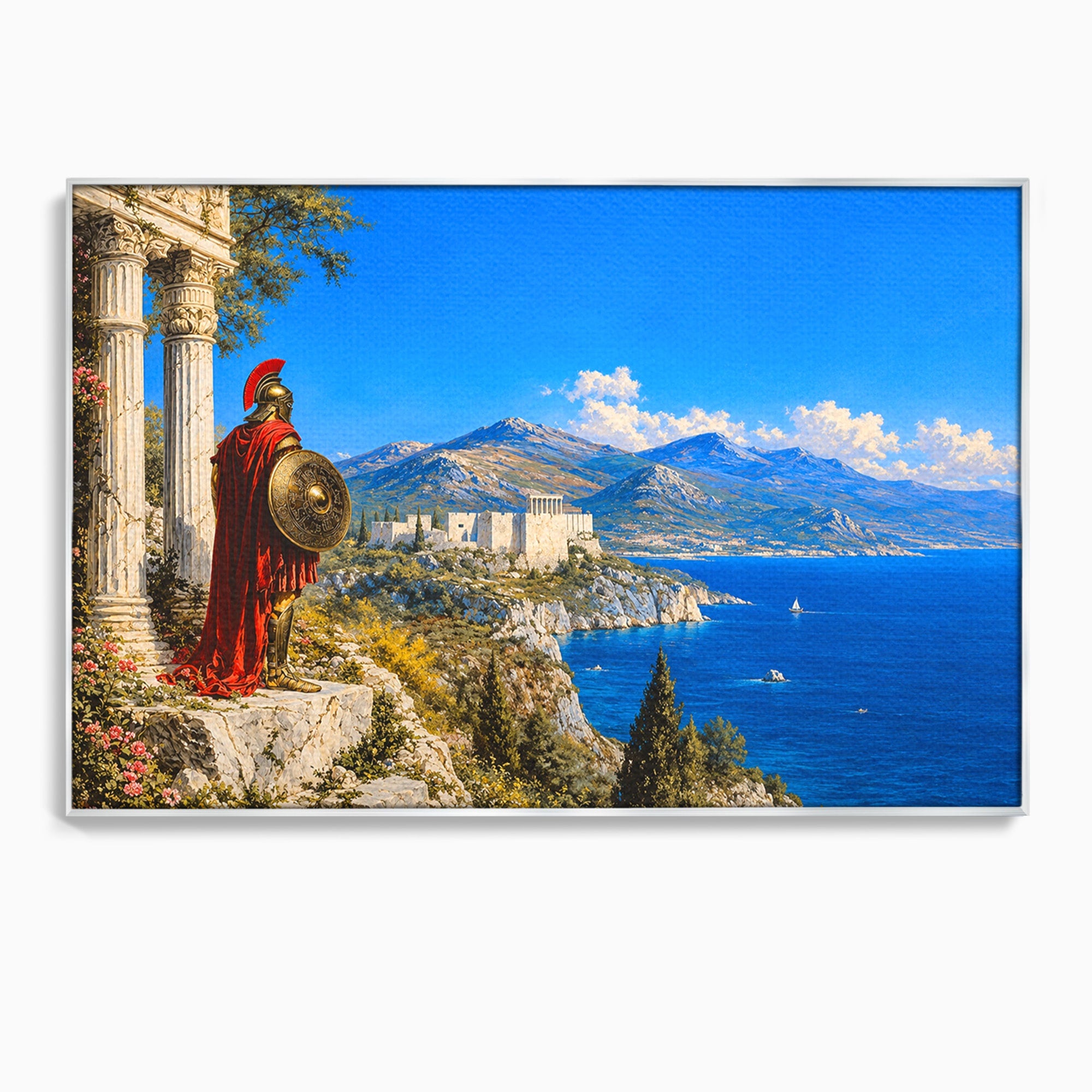 Tablou Canvas Premium LuxCanva® T1026, Strajer Grec Antic, Grecia, Peisaj, Munte, Istorie, Living, Culori Vibrante