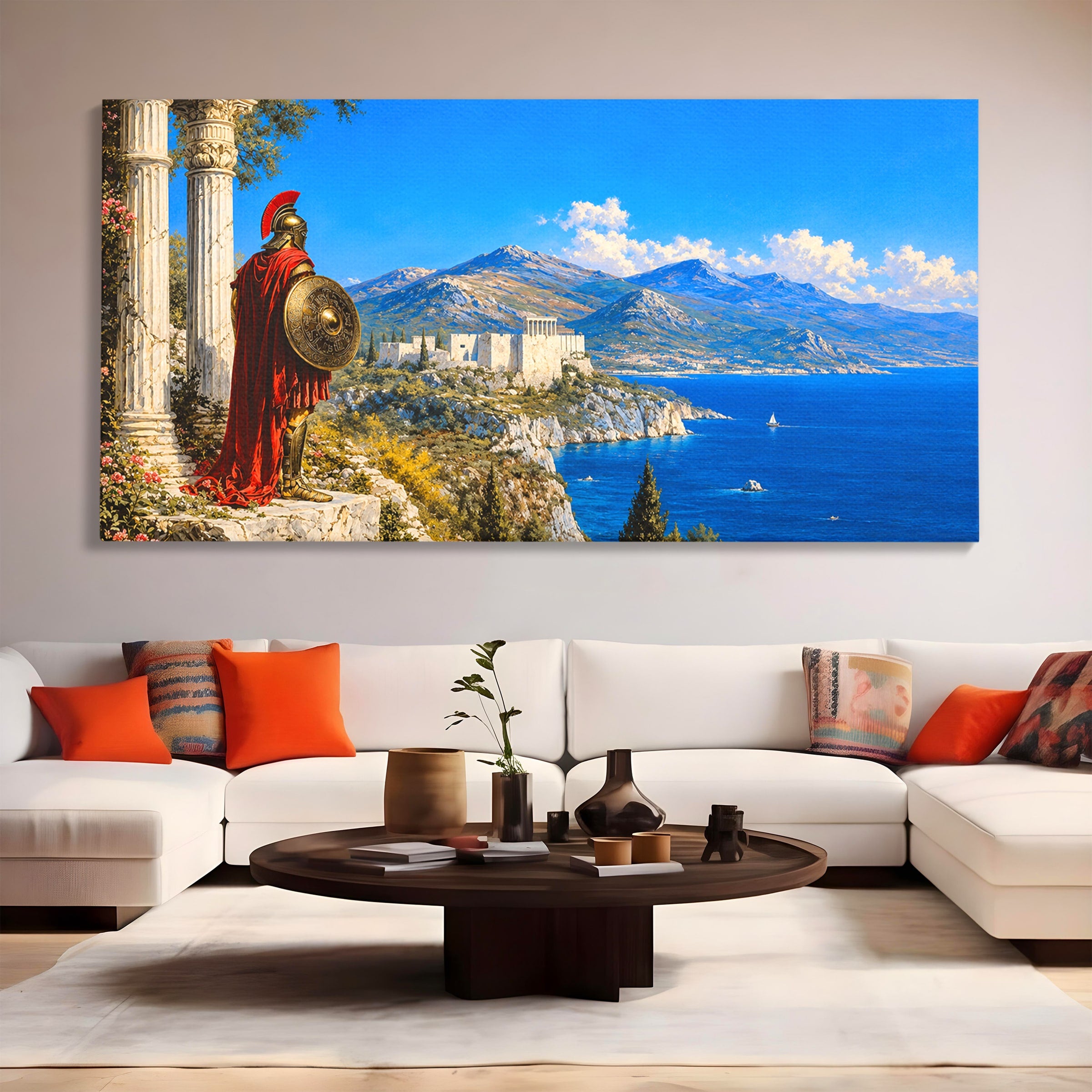 Tablou Canvas Premium LuxCanva® T1026, Strajer Grec Antic, Grecia, Peisaj, Munte, Istorie, Living, Culori Vibrante