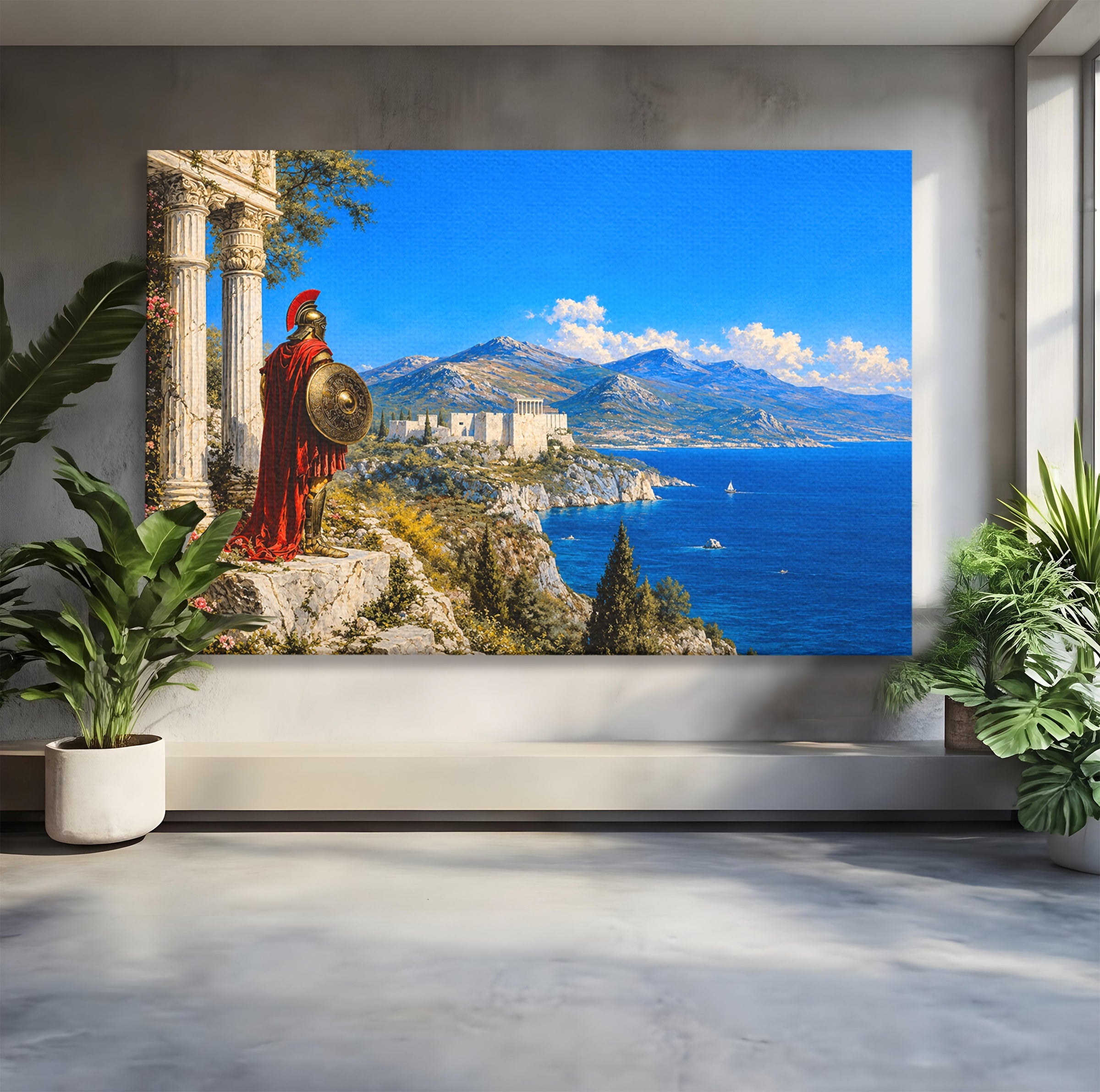 Tablou Canvas Premium LuxCanva® T1026, Strajer Grec Antic, Grecia, Peisaj, Munte, Istorie, Living, Culori Vibrante