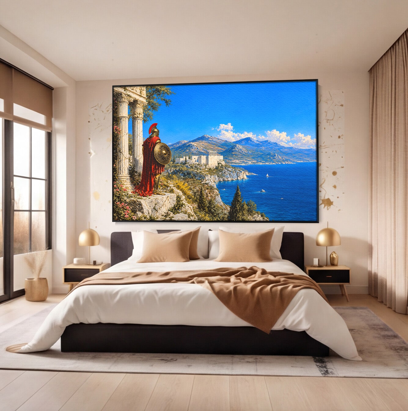 Tablou Canvas Premium LuxCanva® T1026, Strajer Grec Antic, Grecia, Peisaj, Munte, Istorie, Living, Culori Vibrante