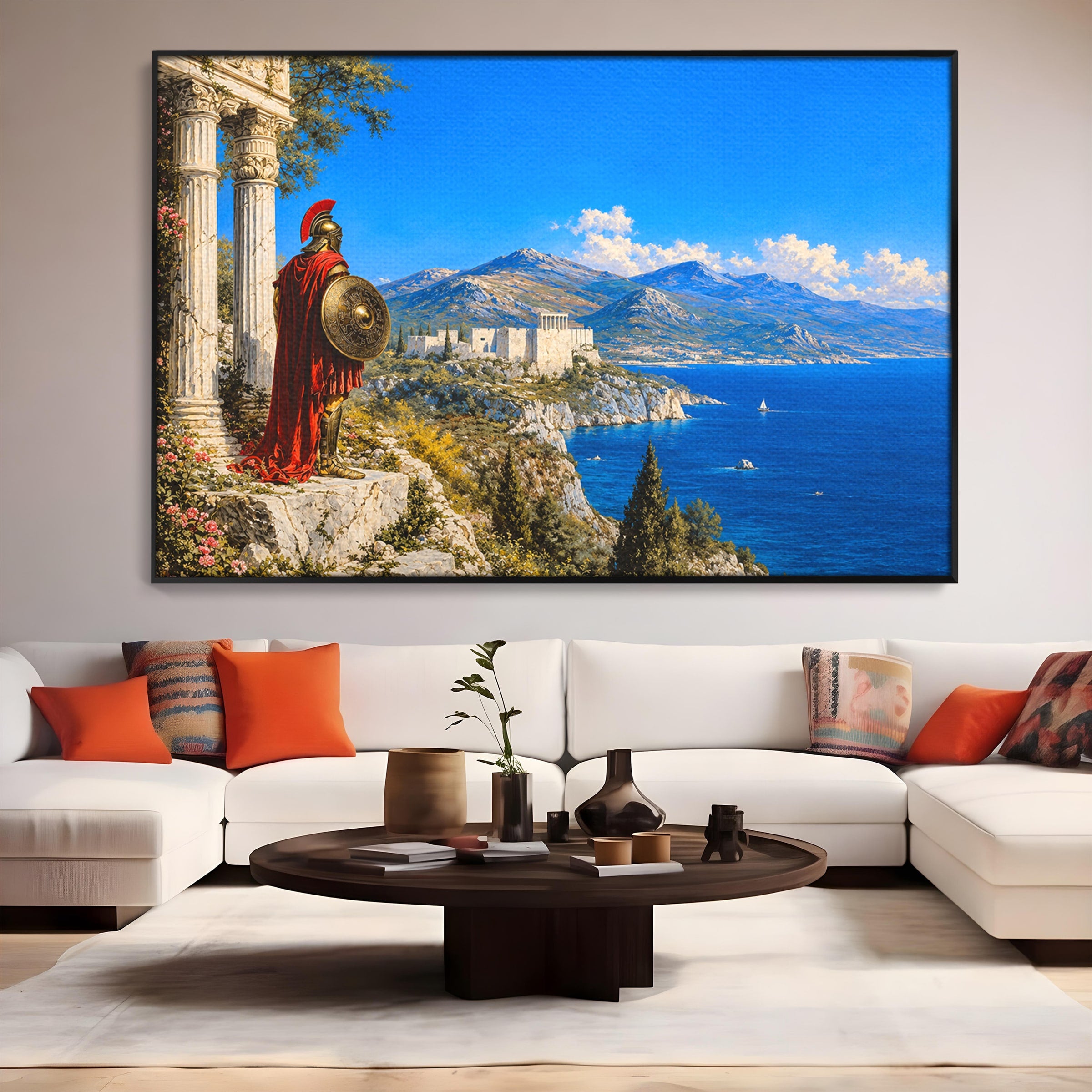 Tablou Canvas Premium LuxCanva® T1026, Strajer Grec Antic, Grecia, Peisaj, Munte, Istorie, Living, Culori Vibrante
