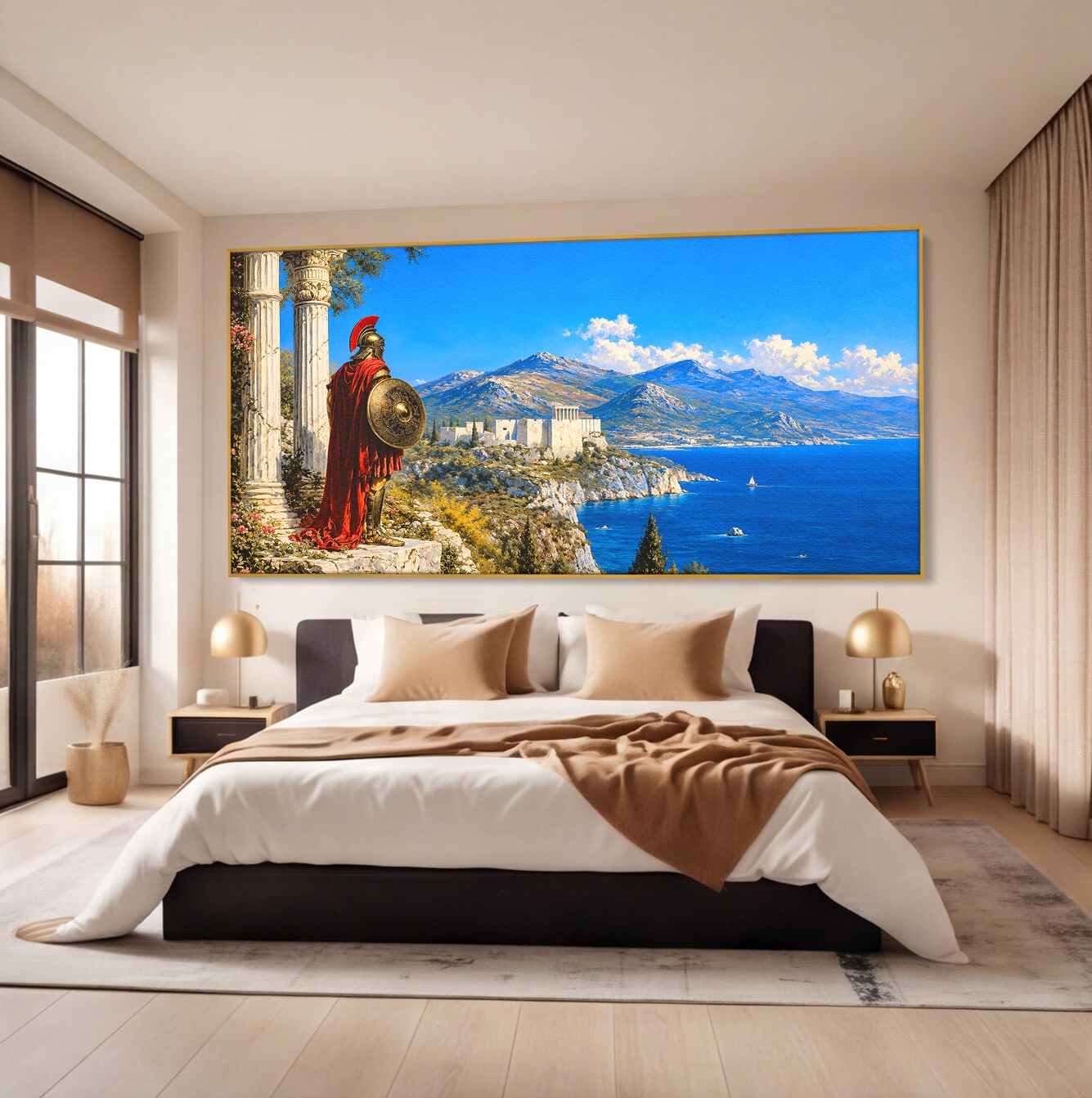 Tablou Canvas Premium LuxCanva® T1026, Strajer Grec Antic, Grecia, Peisaj, Munte, Istorie, Living, Culori Vibrante