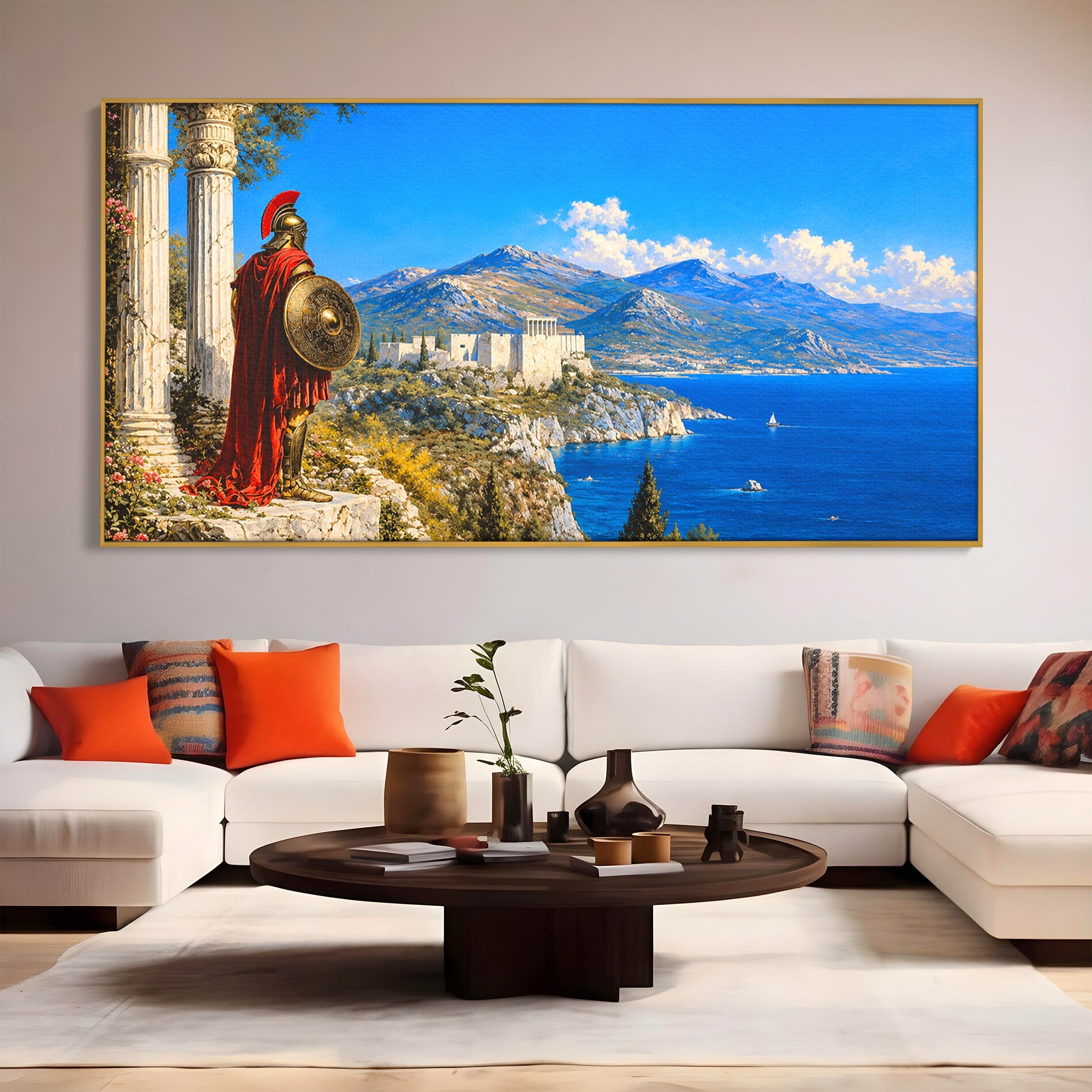 Tablou Canvas Premium LuxCanva® T1026, Strajer Grec Antic, Grecia, Peisaj, Munte, Istorie, Living, Culori Vibrante