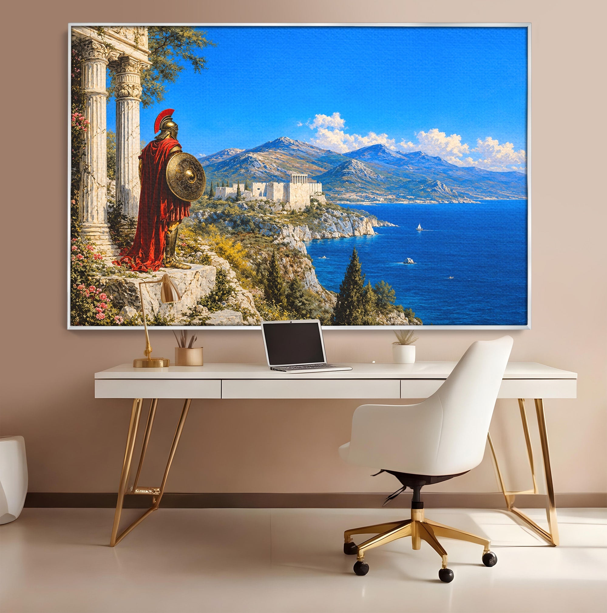 Tablou Canvas Premium LuxCanva® T1026, Strajer Grec Antic, Grecia, Peisaj, Munte, Istorie, Living, Culori Vibrante