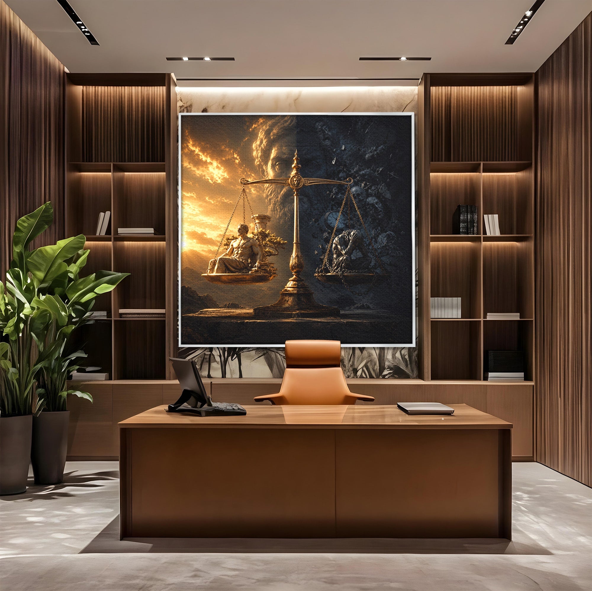 Tablou Canvas Premium LuxCanva® T1027, Balanta Zeilor, Balanta, Zeitate, Mitologie, Apus, Living, Culori Vibrante