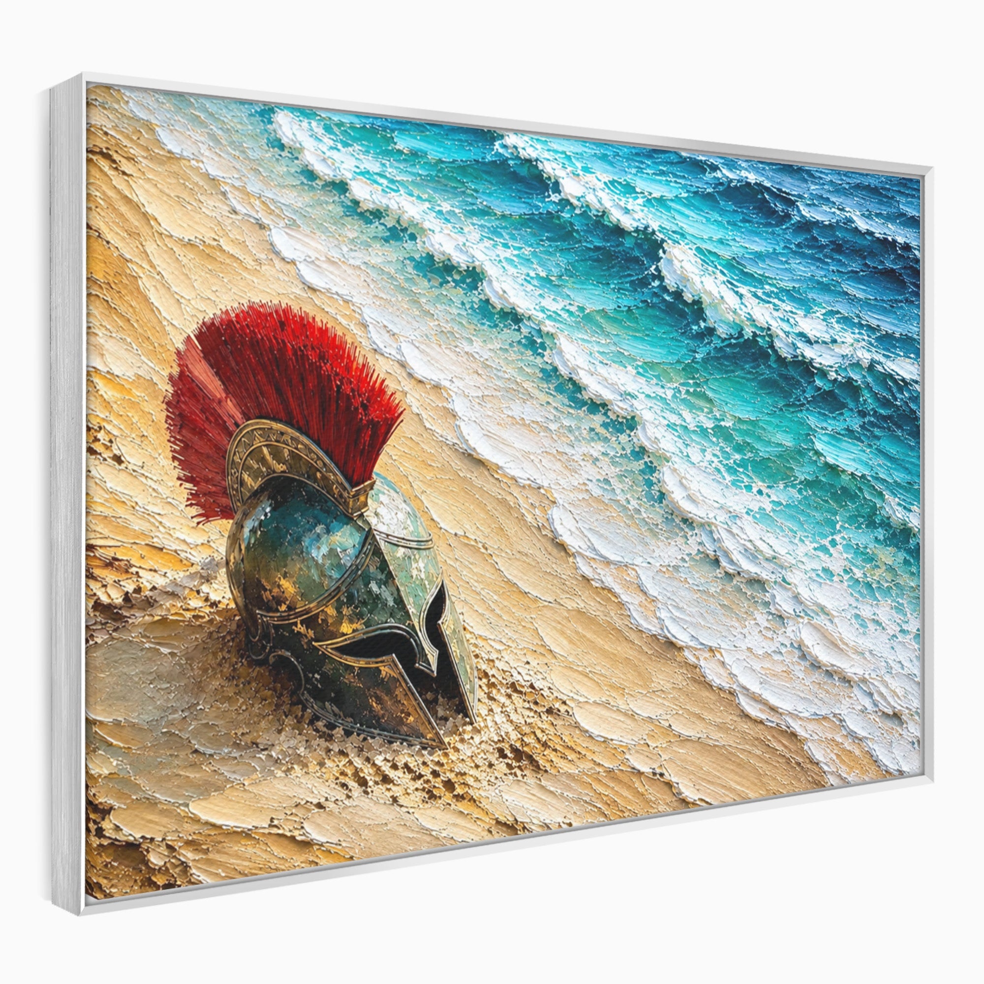 Tablou Canvas Premium LuxCanva® T1028, Coiful Spartan Pe Tarm, Coif, Spartan, Mare, Istorie, Razboinic, Living, Dormitor, Culori Vibrante
