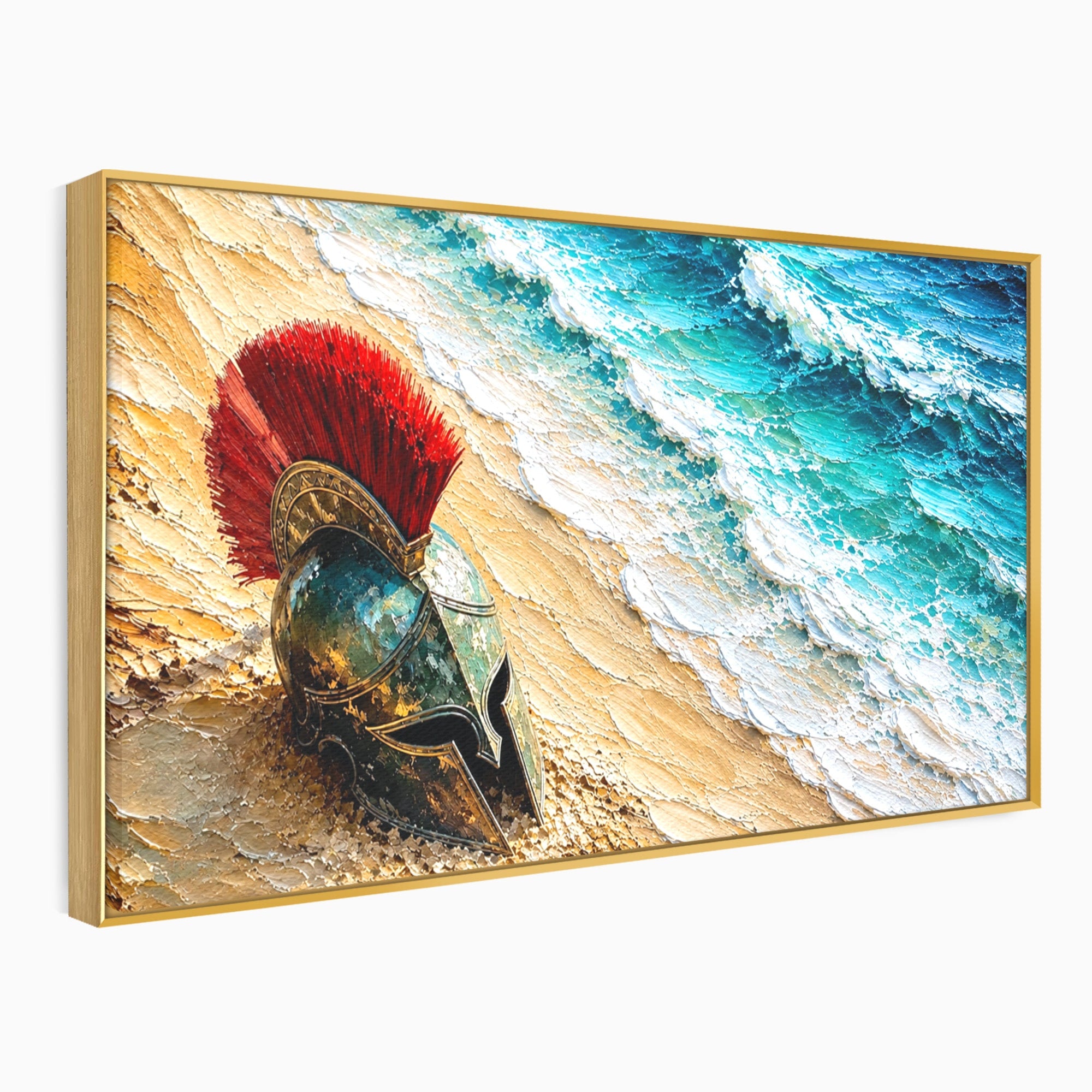 Tablou Canvas Premium LuxCanva® T1028, Coiful Spartan Pe Tarm, Coif, Spartan, Mare, Istorie, Razboinic, Living, Dormitor, Culori Vibrante