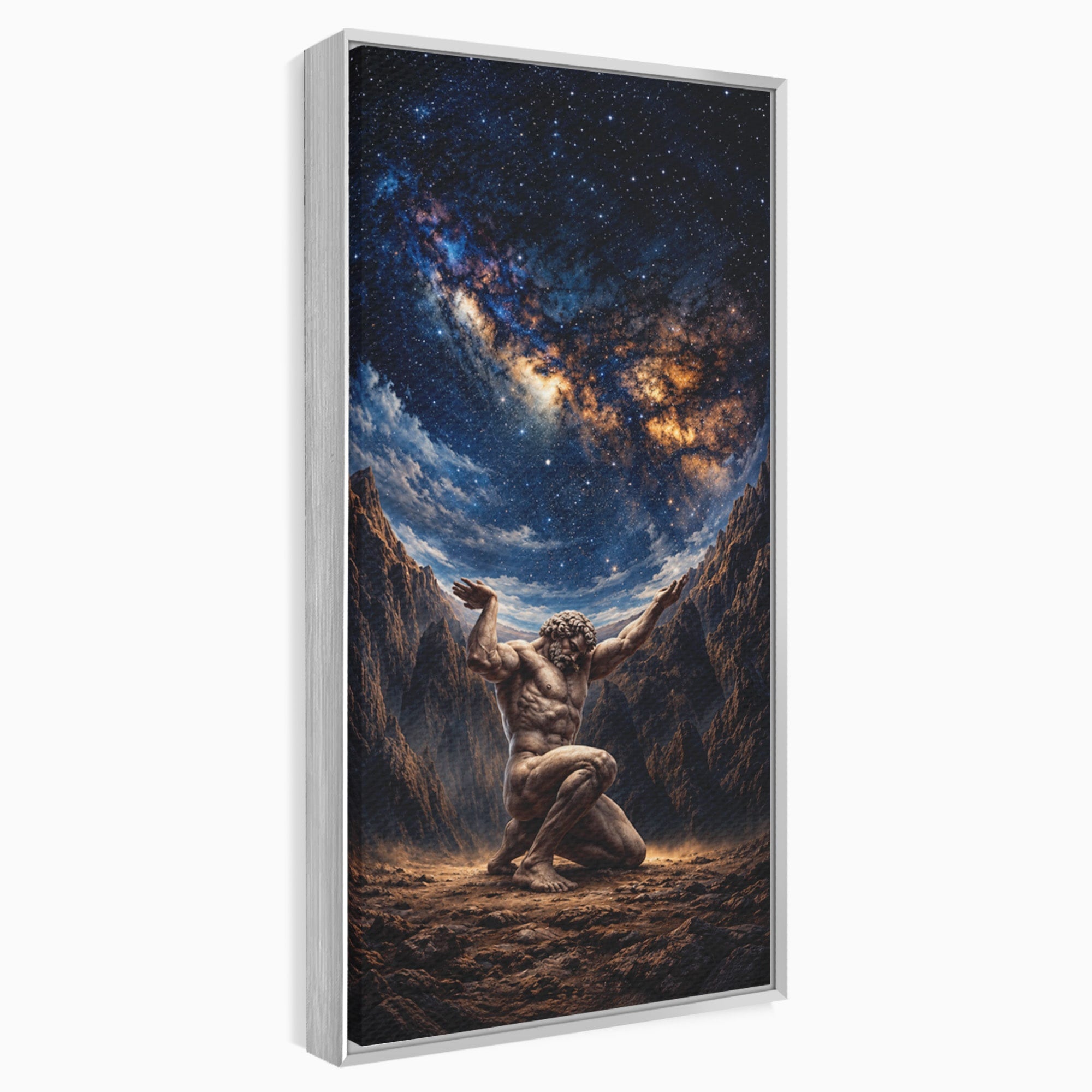 Tablou Canvas Premium LuxCanva® T1029, Atlas Sprijinind Cerul, Atlas, Mitologie, Stele, Univers, Living, Culori Vibrante