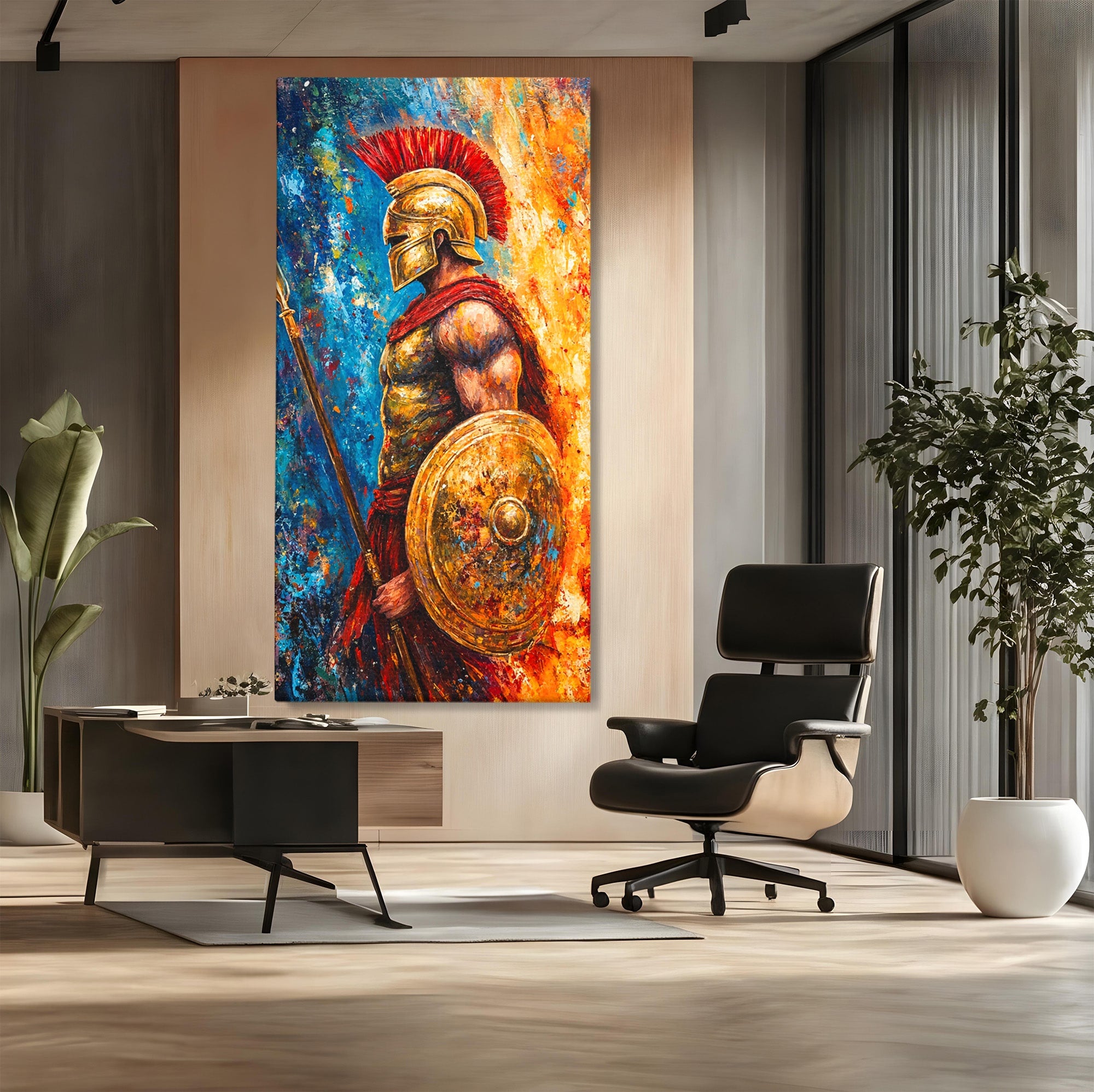 Tablou Canvas Premium LuxCanva® T1030, Razboinicul Spartan, Razboinic, Spartan, Istoric, Arta, Dormitor, Living, Culori Vibrante