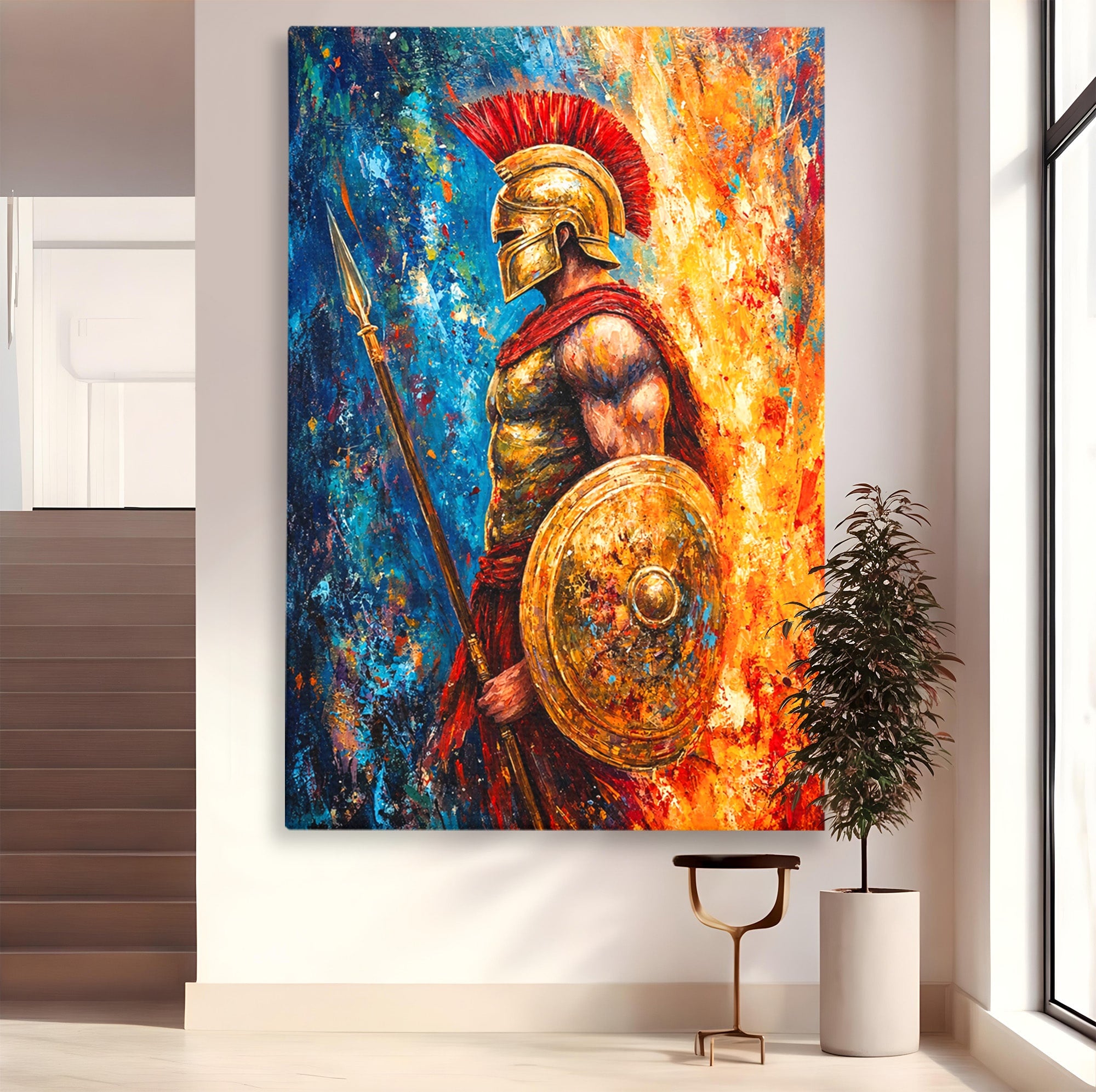 Tablou Canvas Premium LuxCanva® T1030, Razboinicul Spartan, Razboinic, Spartan, Istoric, Arta, Dormitor, Living, Culori Vibrante