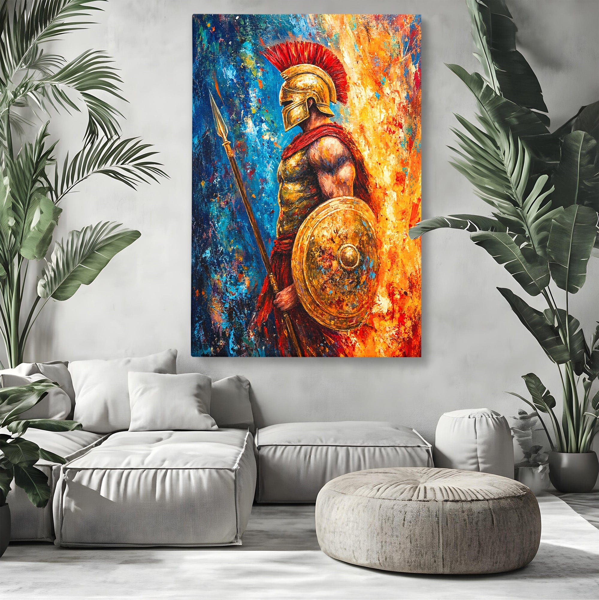 Tablou Canvas Premium LuxCanva® T1030, Razboinicul Spartan, Razboinic, Spartan, Istoric, Arta, Dormitor, Living, Culori Vibrante