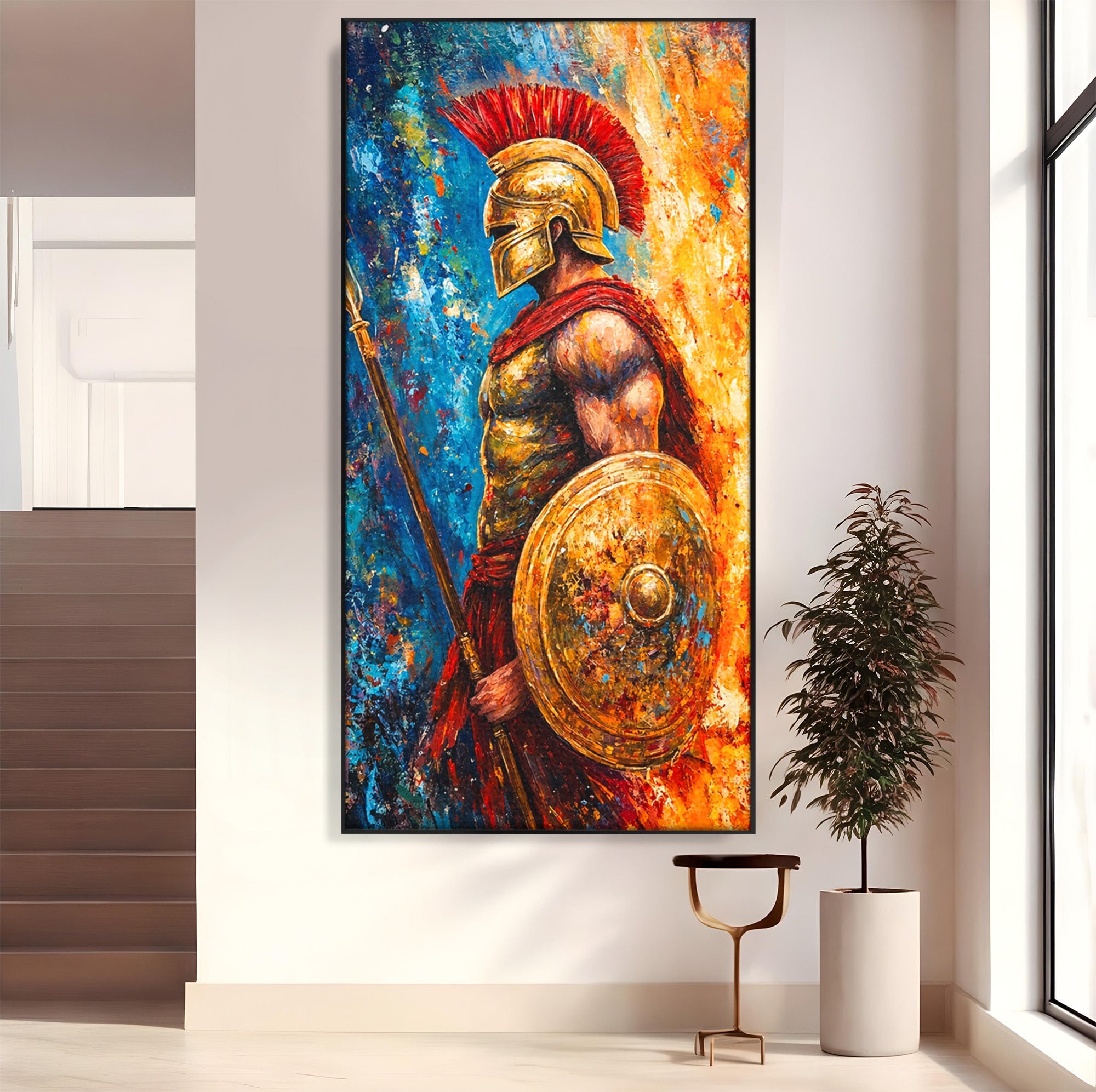 Tablou Canvas Premium LuxCanva® T1030, Razboinicul Spartan, Razboinic, Spartan, Istoric, Arta, Dormitor, Living, Culori Vibrante