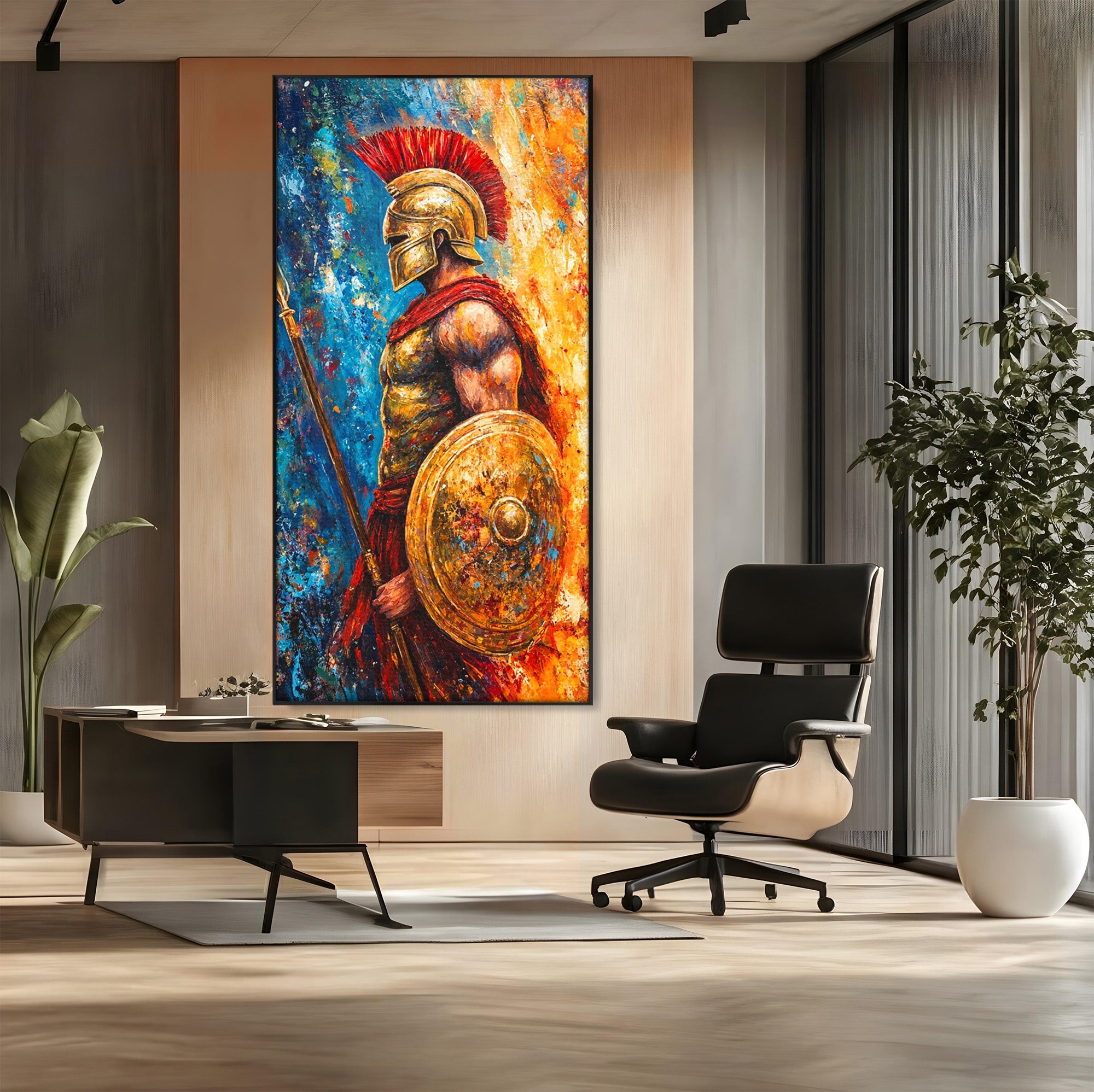 Tablou Canvas Premium LuxCanva® T1030, Razboinicul Spartan, Razboinic, Spartan, Istoric, Arta, Dormitor, Living, Culori Vibrante