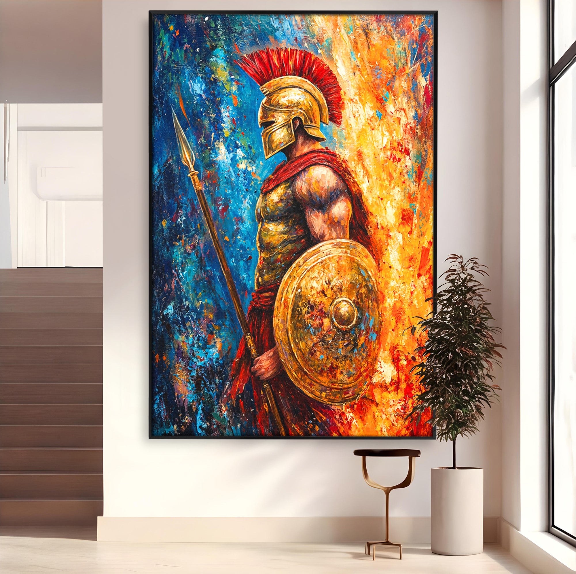 Tablou Canvas Premium LuxCanva® T1030, Razboinicul Spartan, Razboinic, Spartan, Istoric, Arta, Dormitor, Living, Culori Vibrante