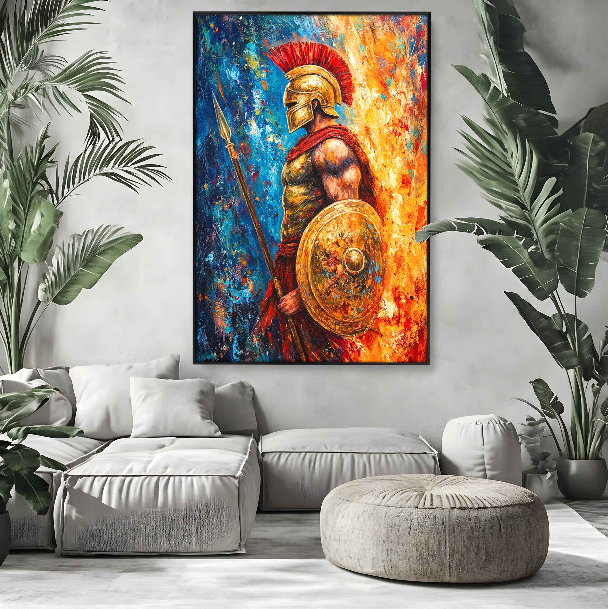 Tablou Canvas Premium LuxCanva® T1030, Razboinicul Spartan, Razboinic, Spartan, Istoric, Arta, Dormitor, Living, Culori Vibrante