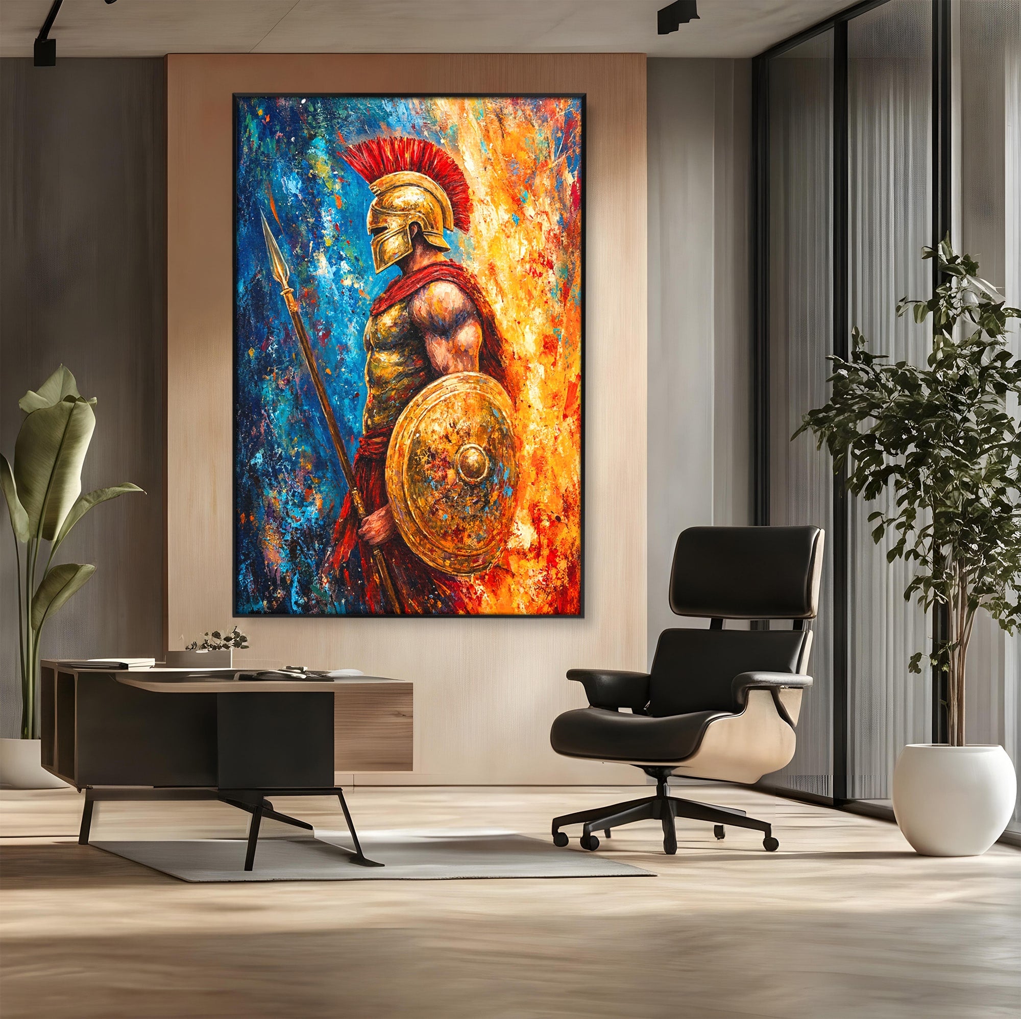 Tablou Canvas Premium LuxCanva® T1030, Razboinicul Spartan, Razboinic, Spartan, Istoric, Arta, Dormitor, Living, Culori Vibrante