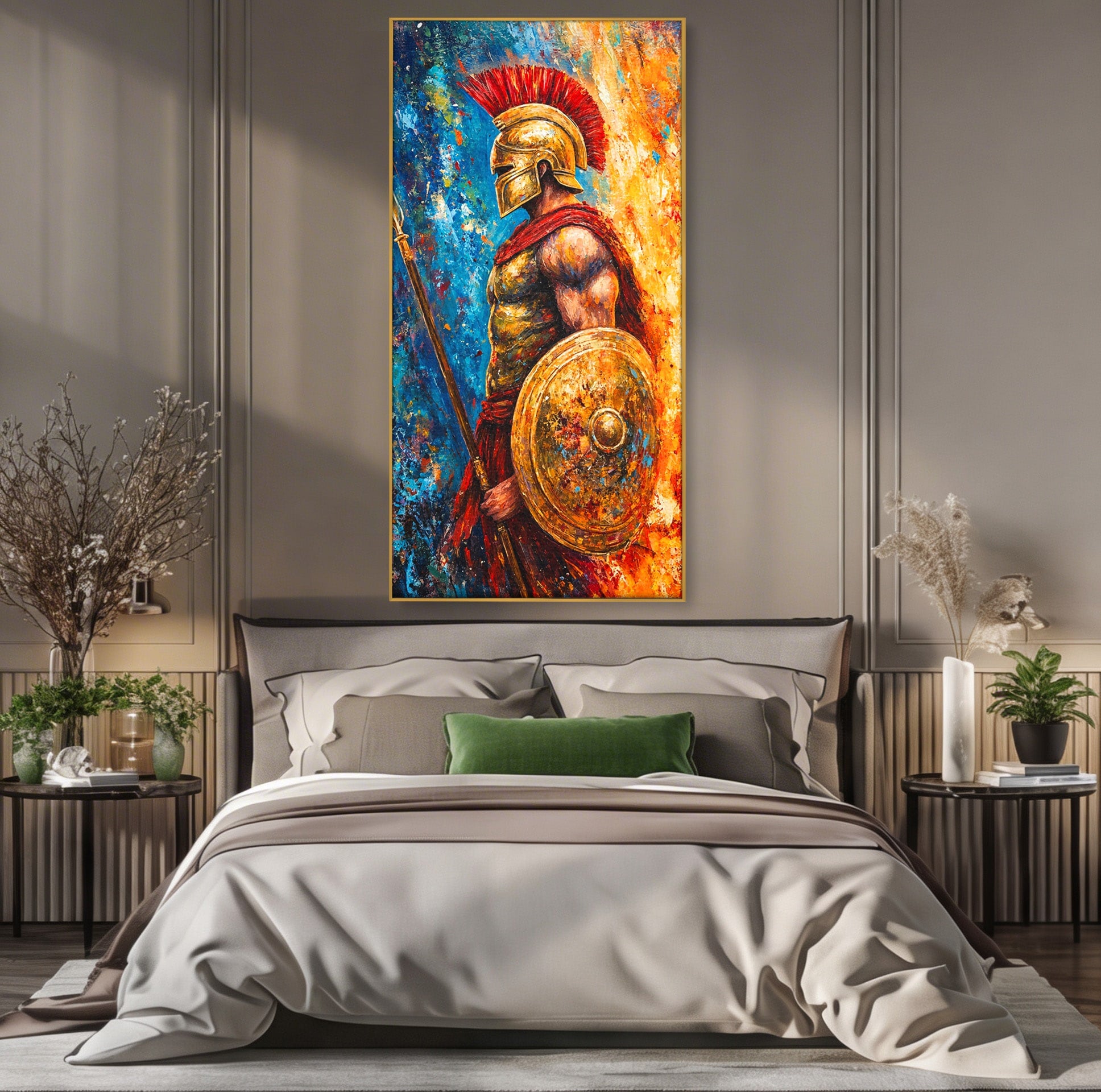 Tablou Canvas Premium LuxCanva® T1030, Razboinicul Spartan, Razboinic, Spartan, Istoric, Arta, Dormitor, Living, Culori Vibrante