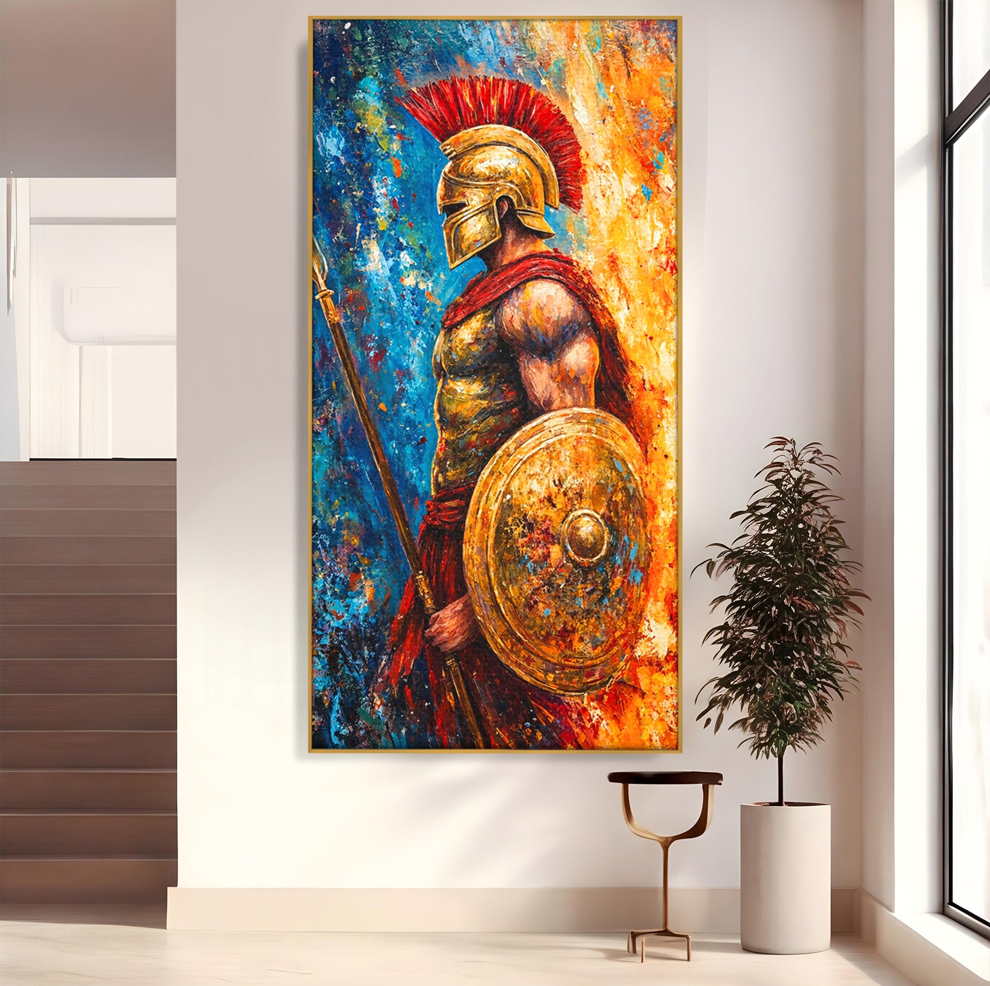 Tablou Canvas Premium LuxCanva® T1030, Razboinicul Spartan, Razboinic, Spartan, Istoric, Arta, Dormitor, Living, Culori Vibrante