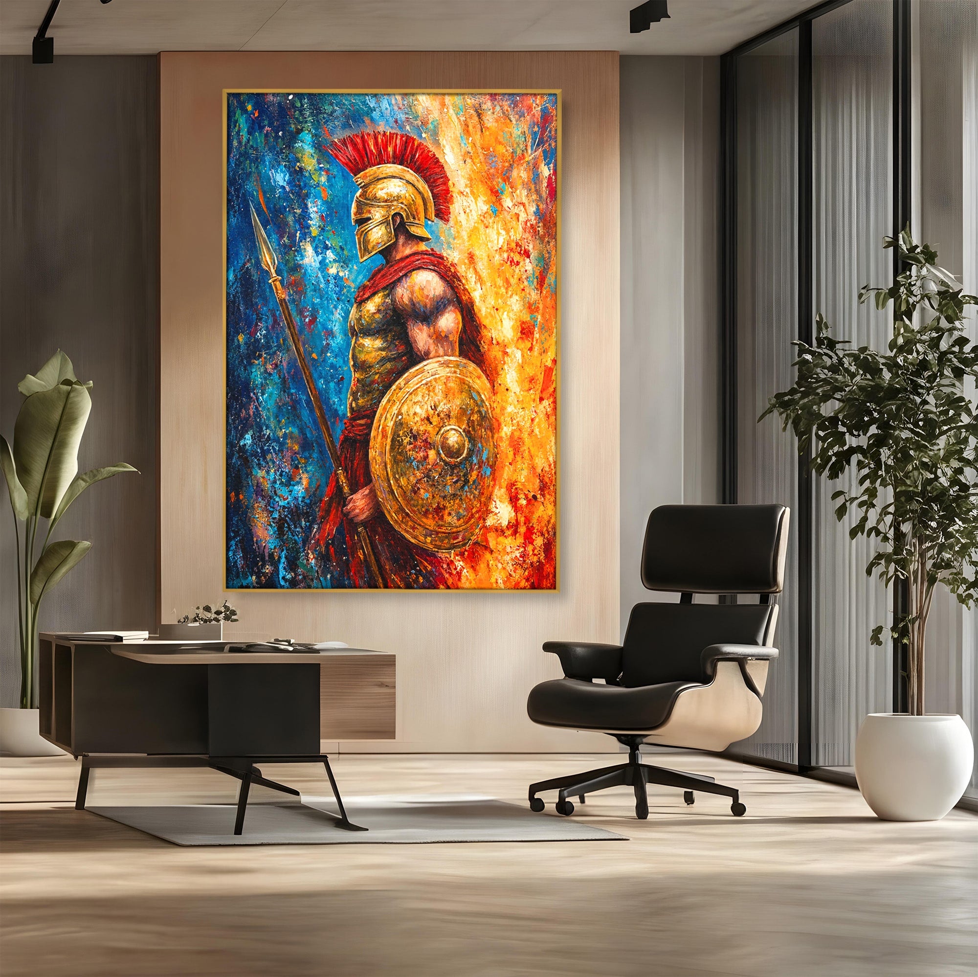 Tablou Canvas Premium LuxCanva® T1030, Razboinicul Spartan, Razboinic, Spartan, Istoric, Arta, Dormitor, Living, Culori Vibrante