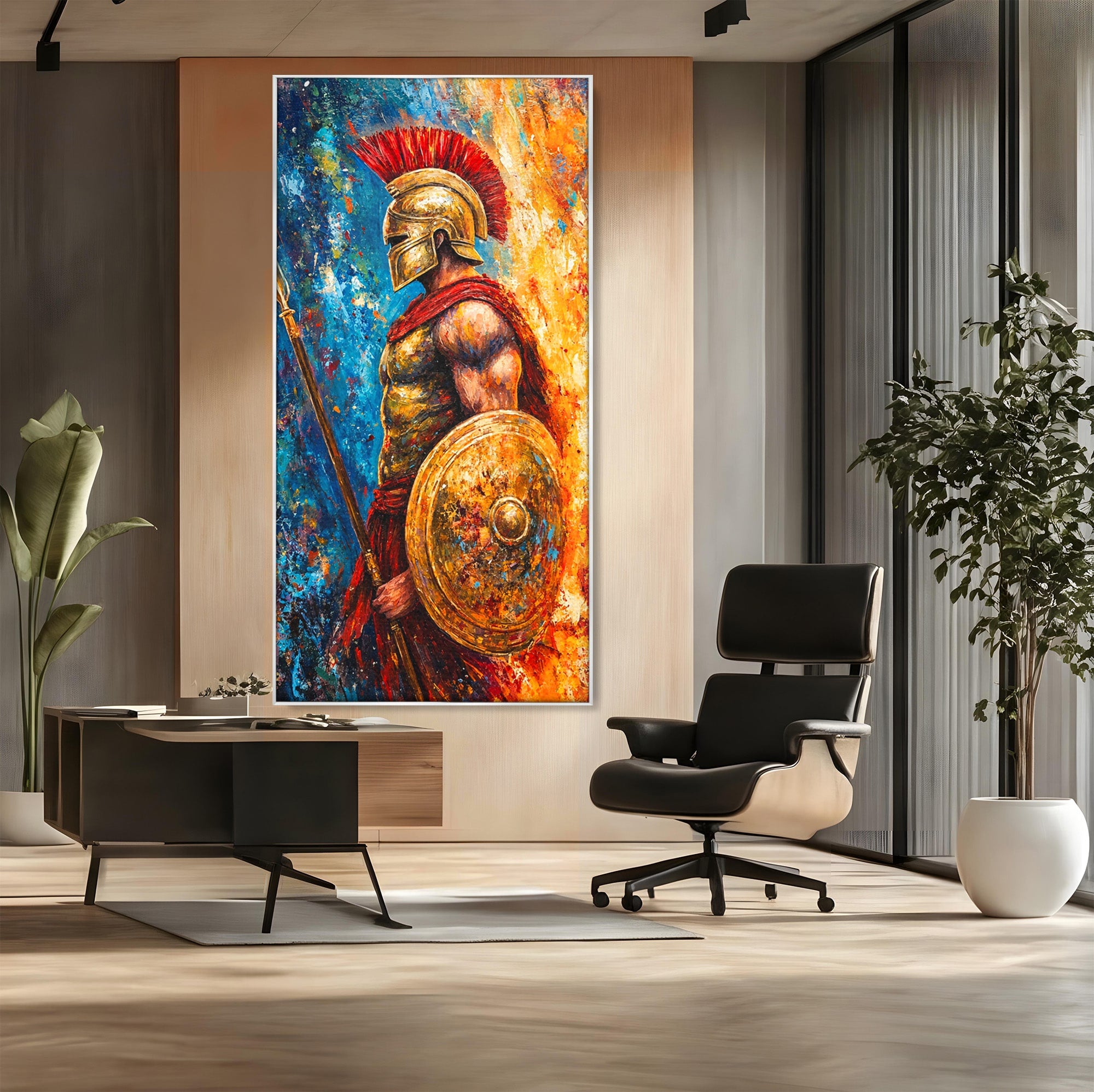 Tablou Canvas Premium LuxCanva® T1030, Razboinicul Spartan, Razboinic, Spartan, Istoric, Arta, Dormitor, Living, Culori Vibrante