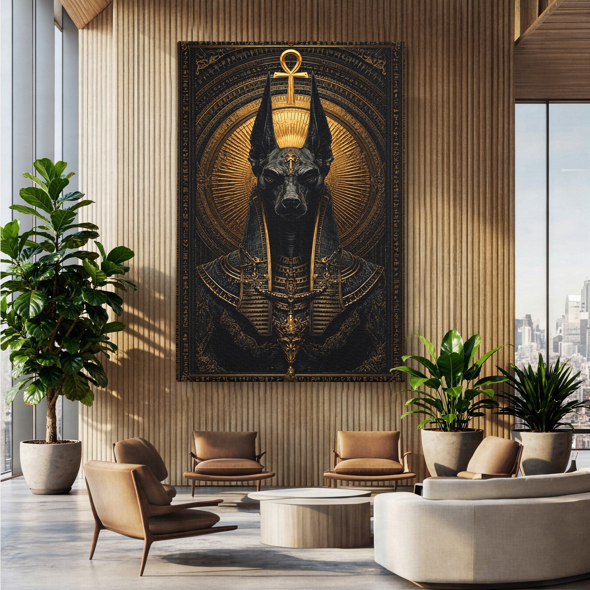Tablou Canvas Premium LuxCanva® T1031, Anubis Regal, Anubis, Egipt, Mitologie, Regal, Dormitor, Living, Culori Vibrante