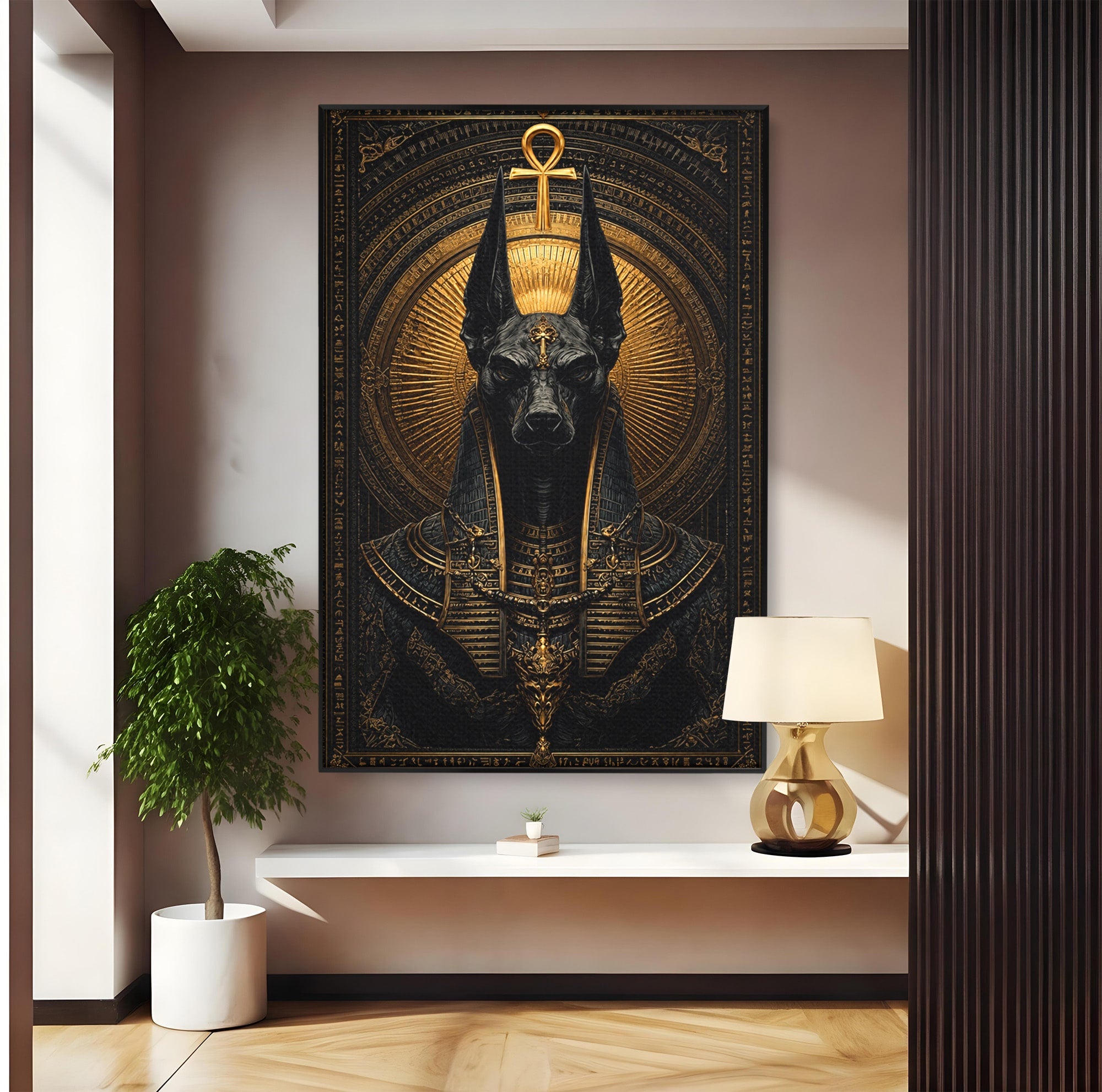 Tablou Canvas Premium LuxCanva® T1031, Anubis Regal, Anubis, Egipt, Mitologie, Regal, Dormitor, Living, Culori Vibrante