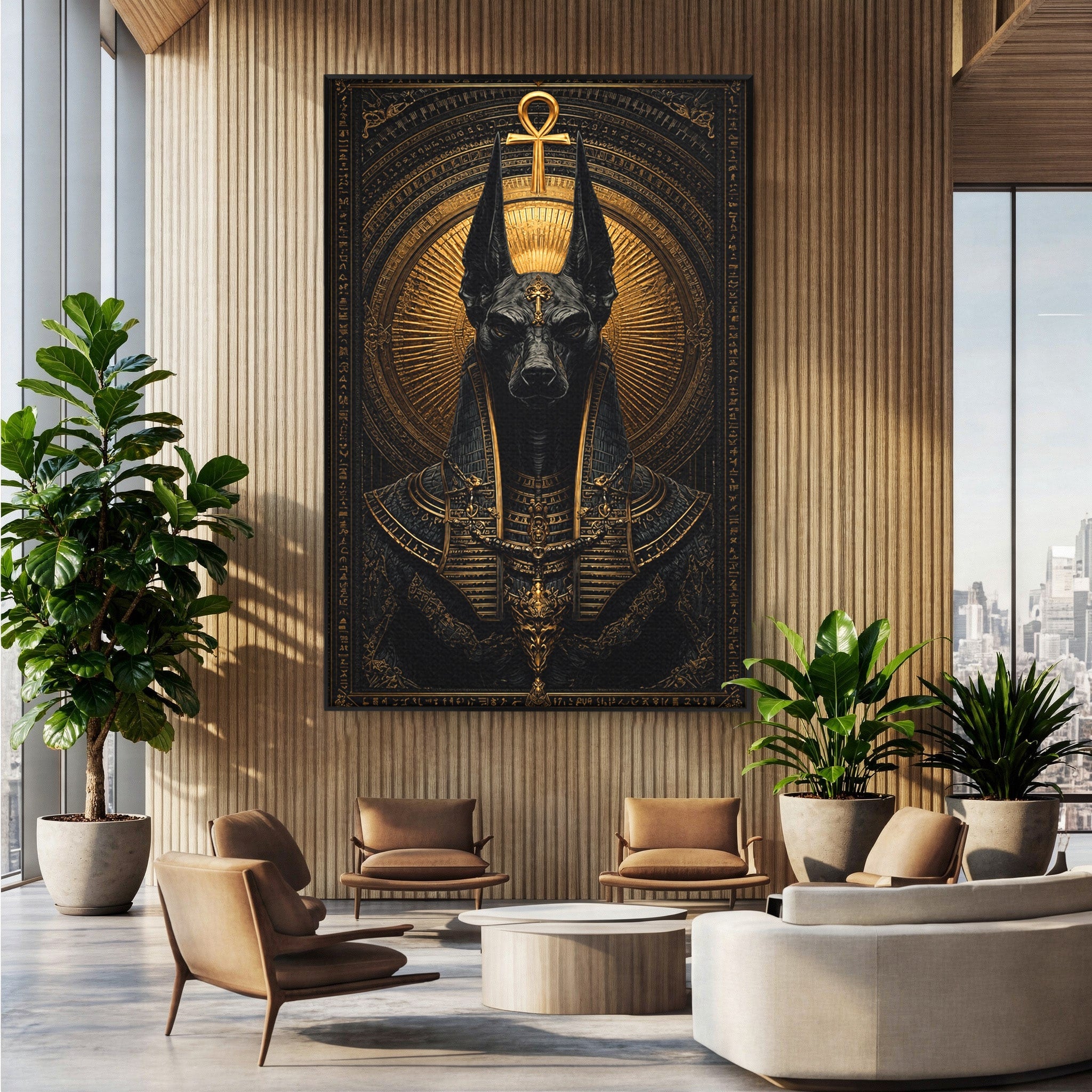 Tablou Canvas Premium LuxCanva® T1031, Anubis Regal, Anubis, Egipt, Mitologie, Regal, Dormitor, Living, Culori Vibrante