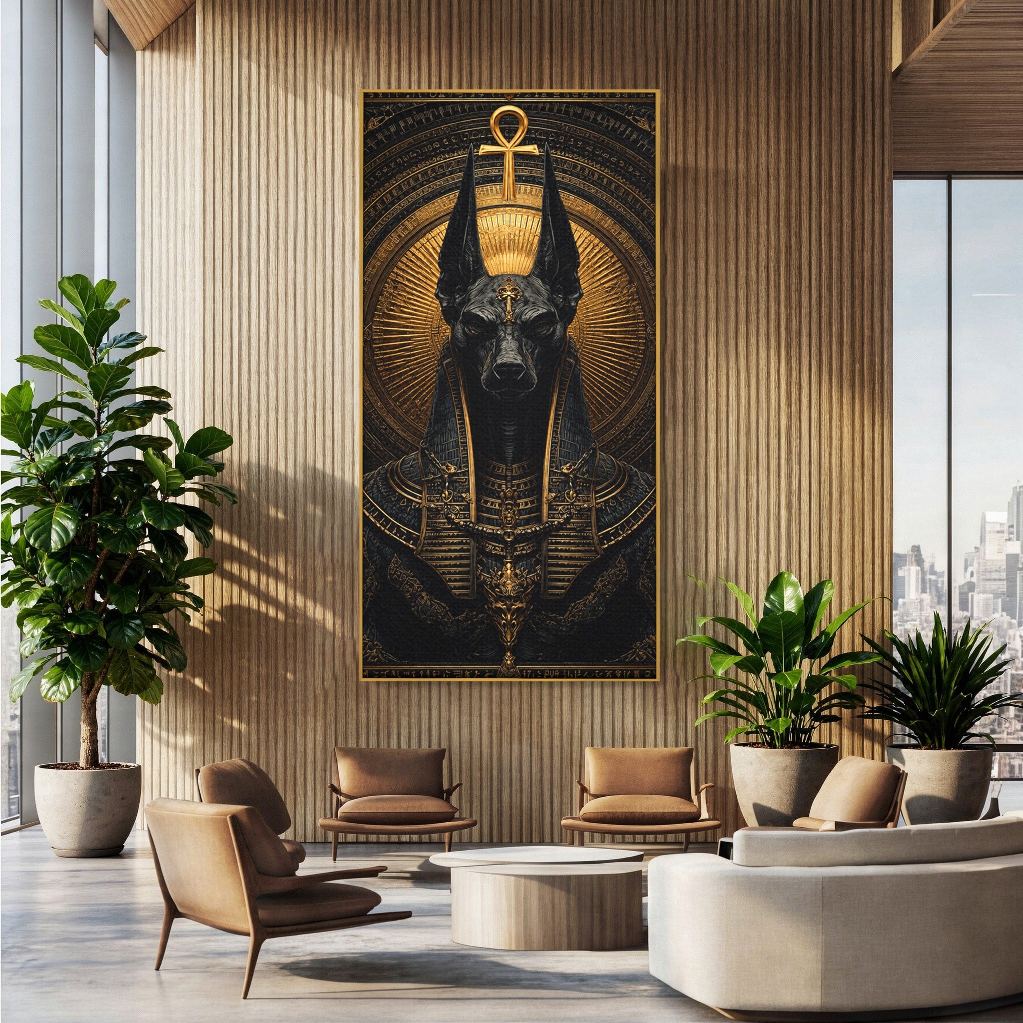Tablou Canvas Premium LuxCanva® T1031, Anubis Regal, Anubis, Egipt, Mitologie, Regal, Dormitor, Living, Culori Vibrante