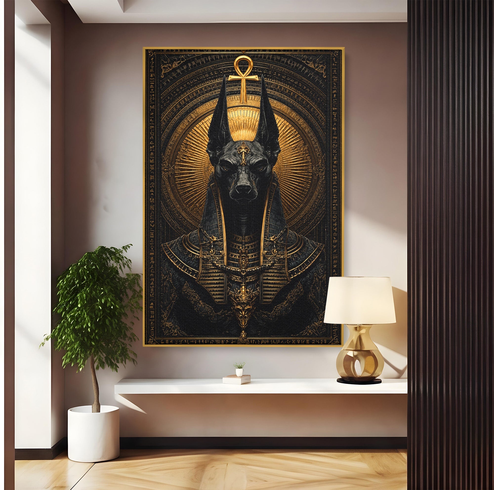 Tablou Canvas Premium LuxCanva® T1031, Anubis Regal, Anubis, Egipt, Mitologie, Regal, Dormitor, Living, Culori Vibrante