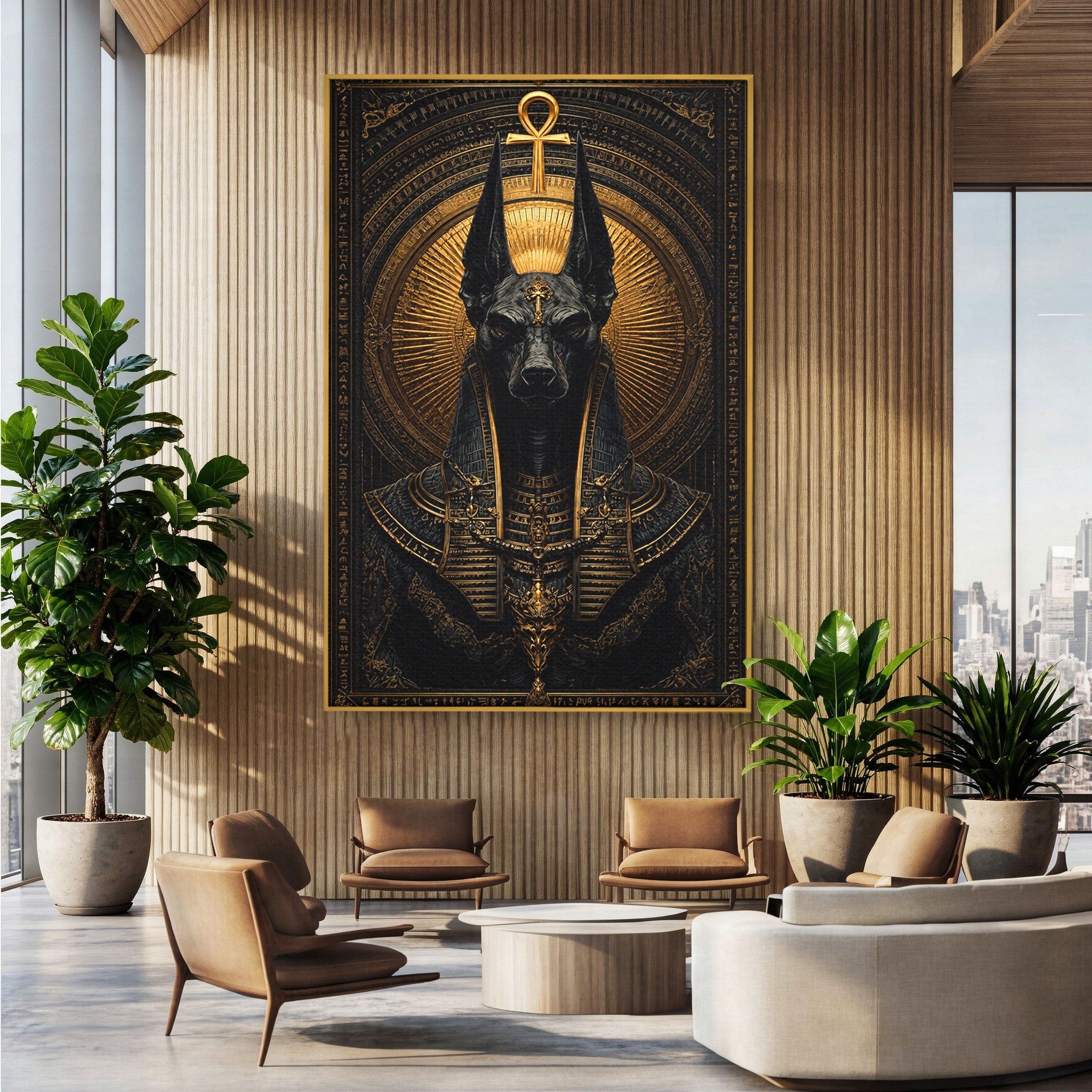 Tablou Canvas Premium LuxCanva® T1031, Anubis Regal, Anubis, Egipt, Mitologie, Regal, Dormitor, Living, Culori Vibrante