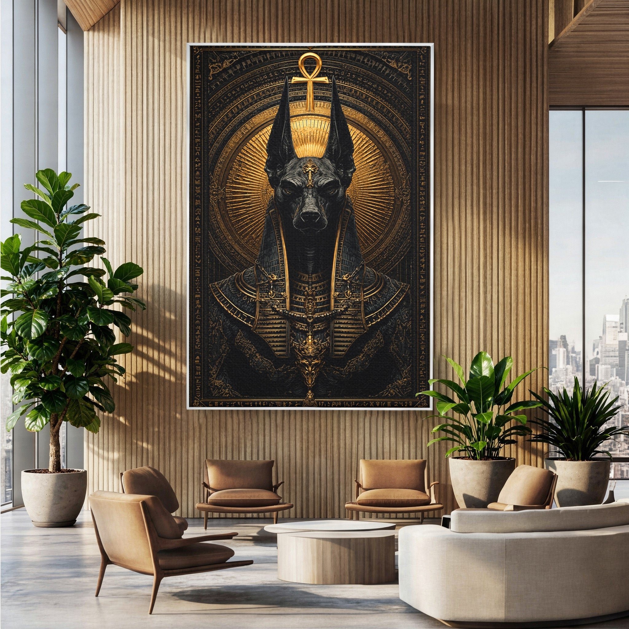 Tablou Canvas Premium LuxCanva® T1031, Anubis Regal, Anubis, Egipt, Mitologie, Regal, Dormitor, Living, Culori Vibrante
