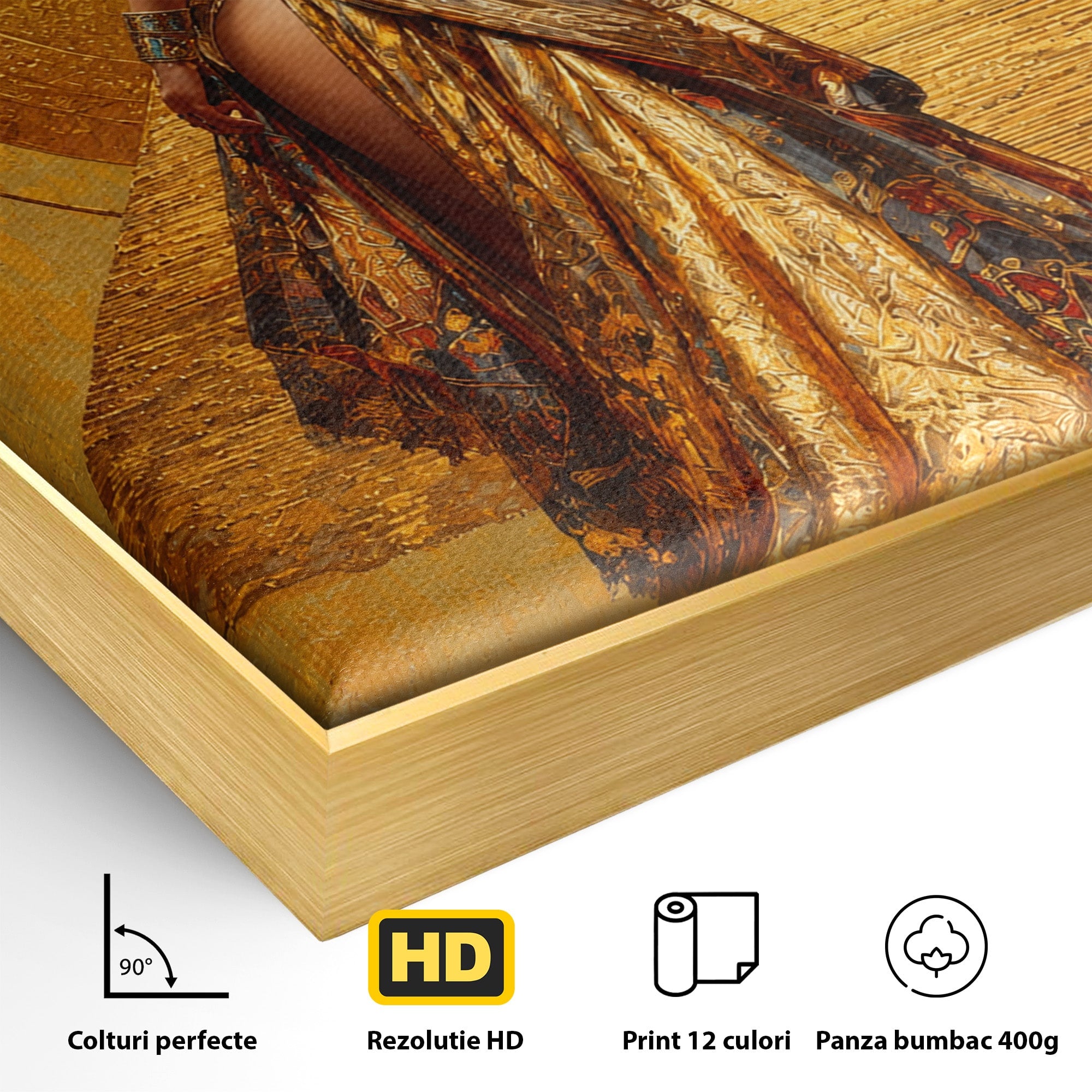 Tablou Canvas Premium LuxCanva® T1032, Regina Egipteana, Egipt, Regina, Portret, Istorie, Eleganta, Dormitor, Culori Vibrante