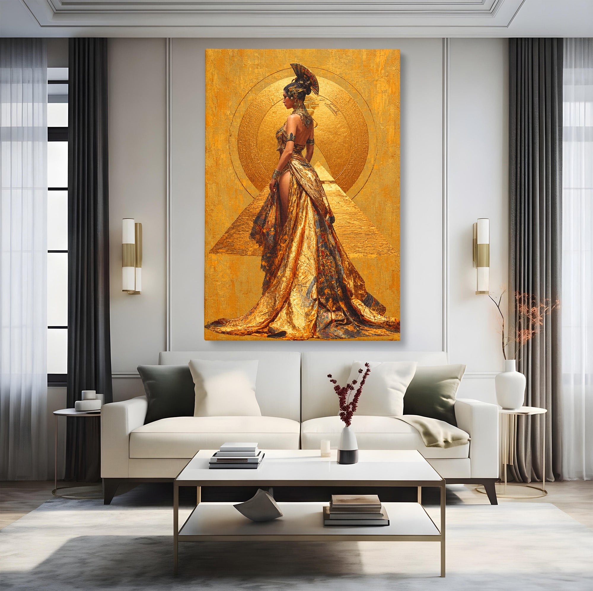 Tablou Canvas Premium LuxCanva® T1032, Regina Egipteana, Egipt, Regina, Portret, Istorie, Eleganta, Dormitor, Culori Vibrante
