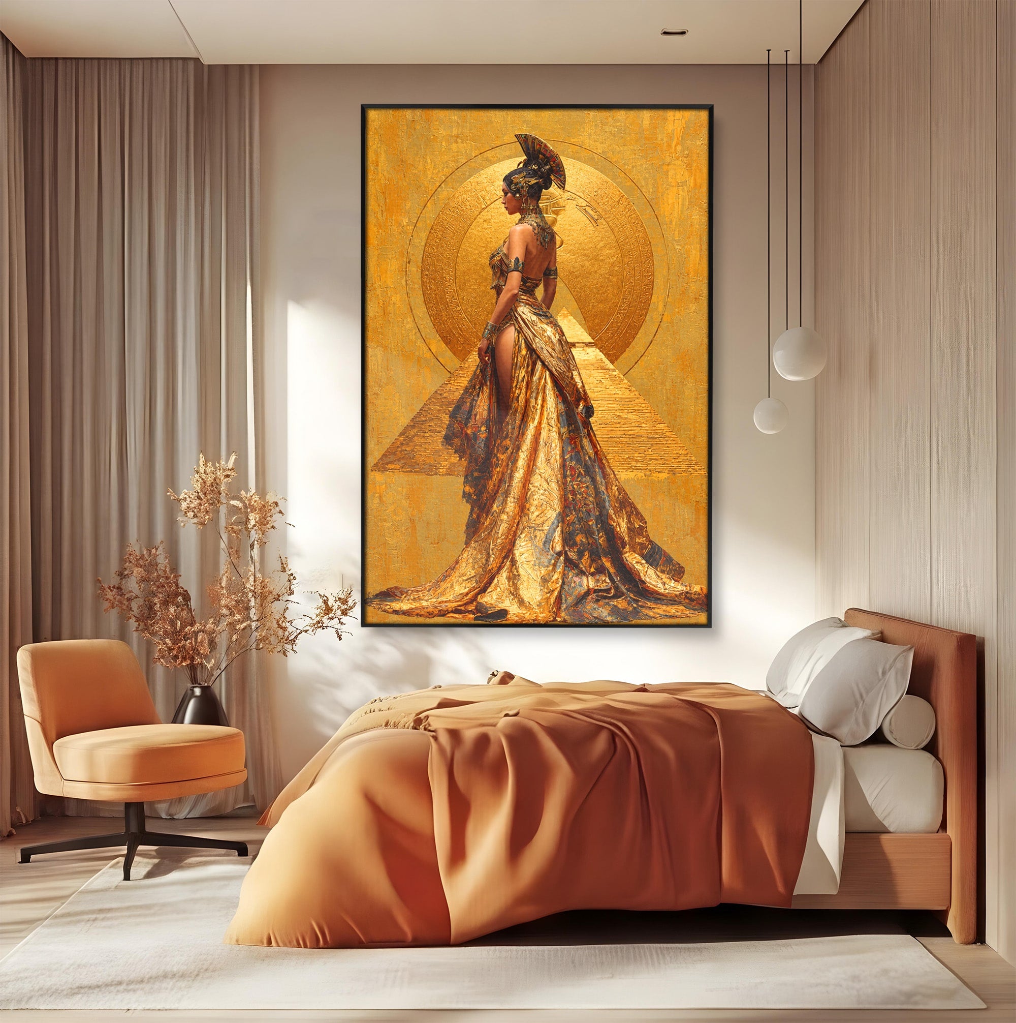 Tablou Canvas Premium LuxCanva® T1032, Regina Egipteana, Egipt, Regina, Portret, Istorie, Eleganta, Dormitor, Culori Vibrante