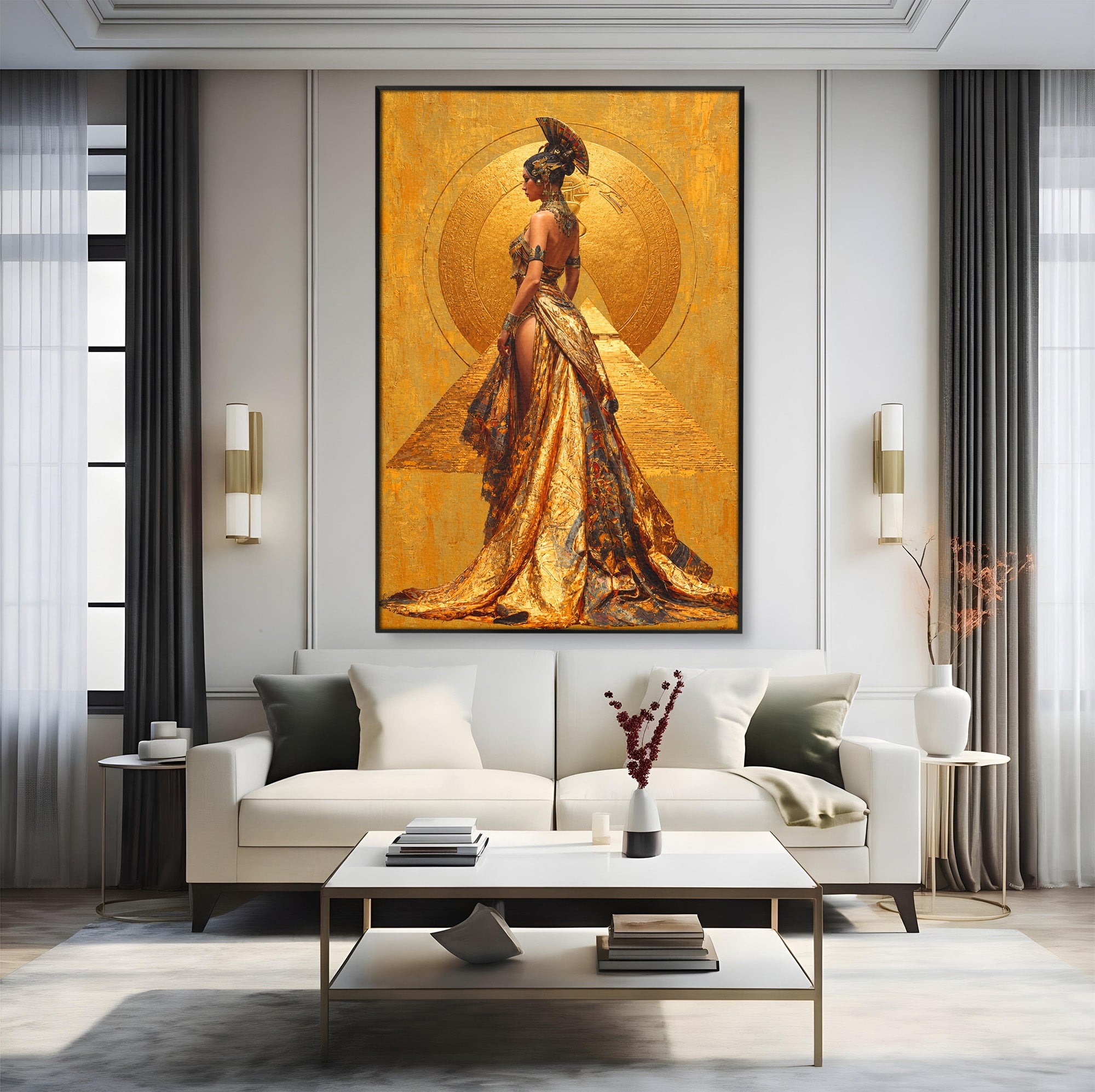 Tablou Canvas Premium LuxCanva® T1032, Regina Egipteana, Egipt, Regina, Portret, Istorie, Eleganta, Dormitor, Culori Vibrante